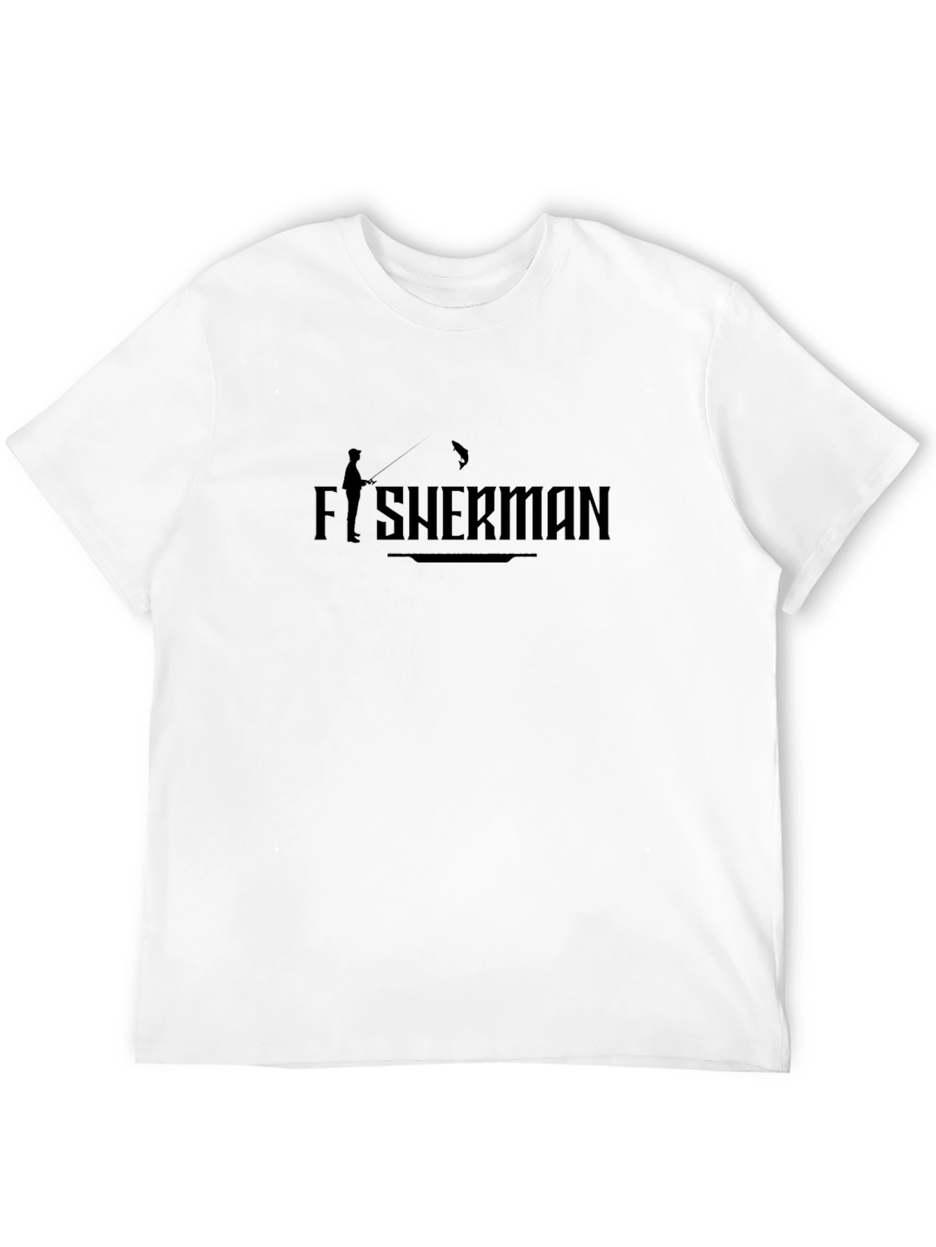 Black Fisherman Graphic Tee - Black Cotton Blend Casual Wear view 12