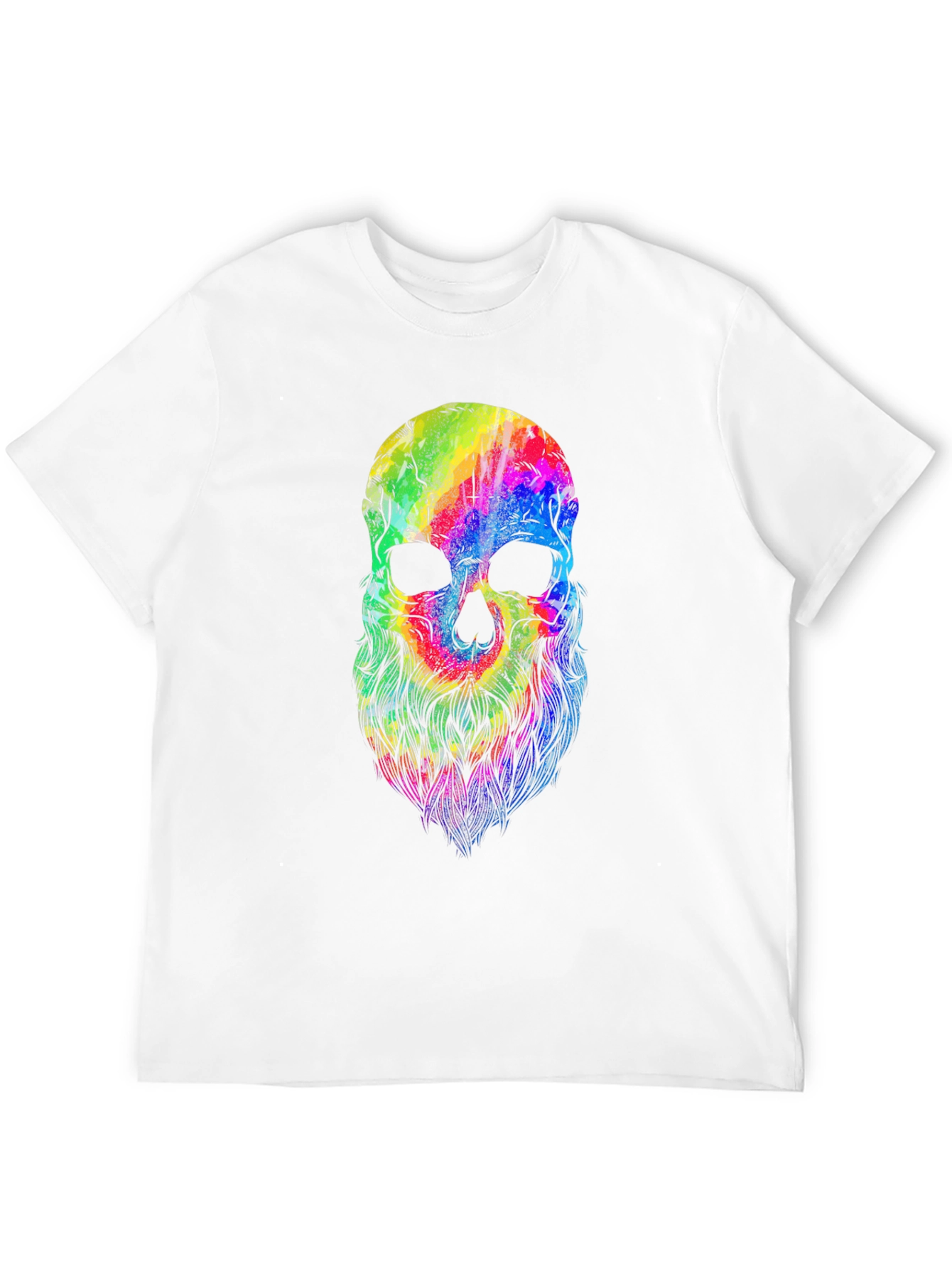 Black Colorful Skull Beard Graphic T-Shirt view 12