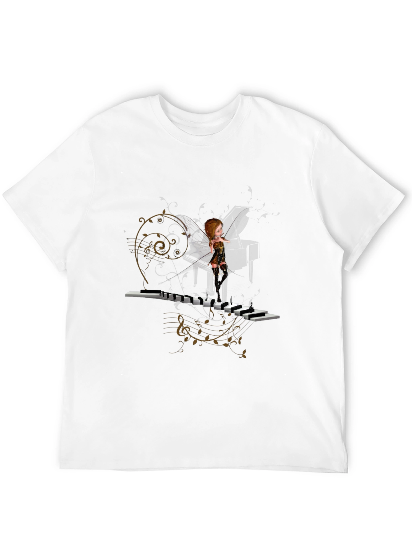 Black Piano Fairy Black T-Shirt view 12