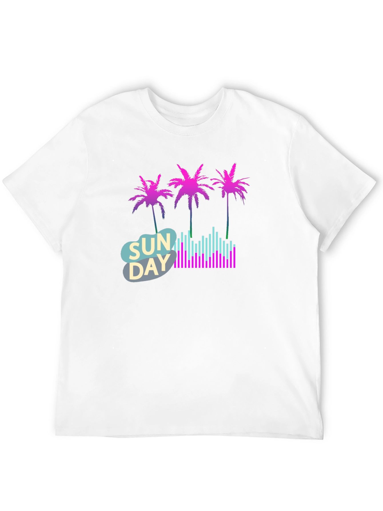 Black Retro Sunday Vibes T-Shirt - Palm Trees & Soundwaves view 12