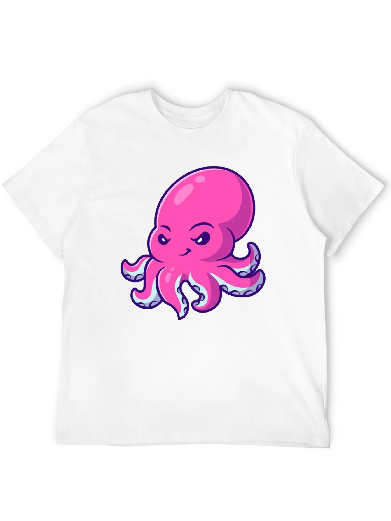 Black Pink Octopus Graphic Print Black T-Shirt view 12