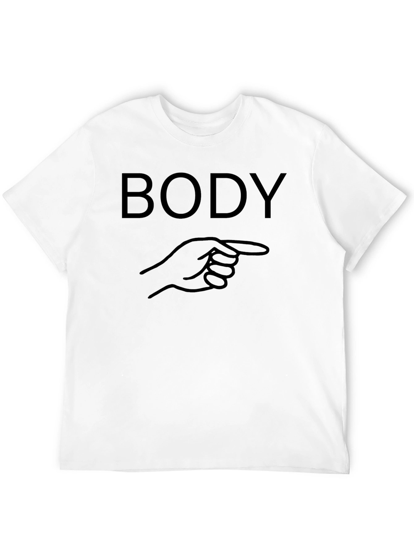 Black Funny Body Pointing Graphic Tee - Unisex Black T-Shirt view 12
