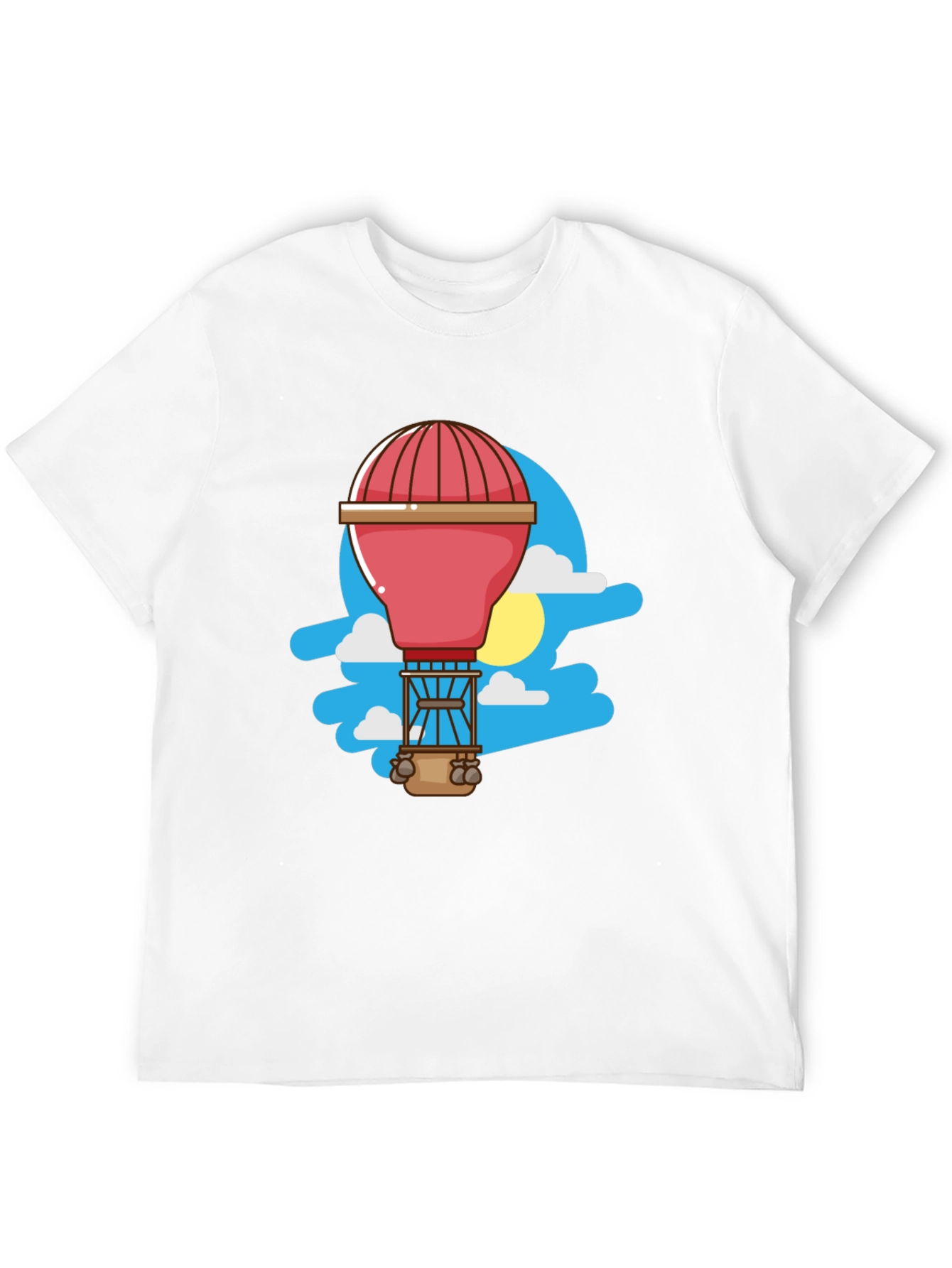 Black Cartoon Hot Air Balloon Graphic Tee - Black view 12