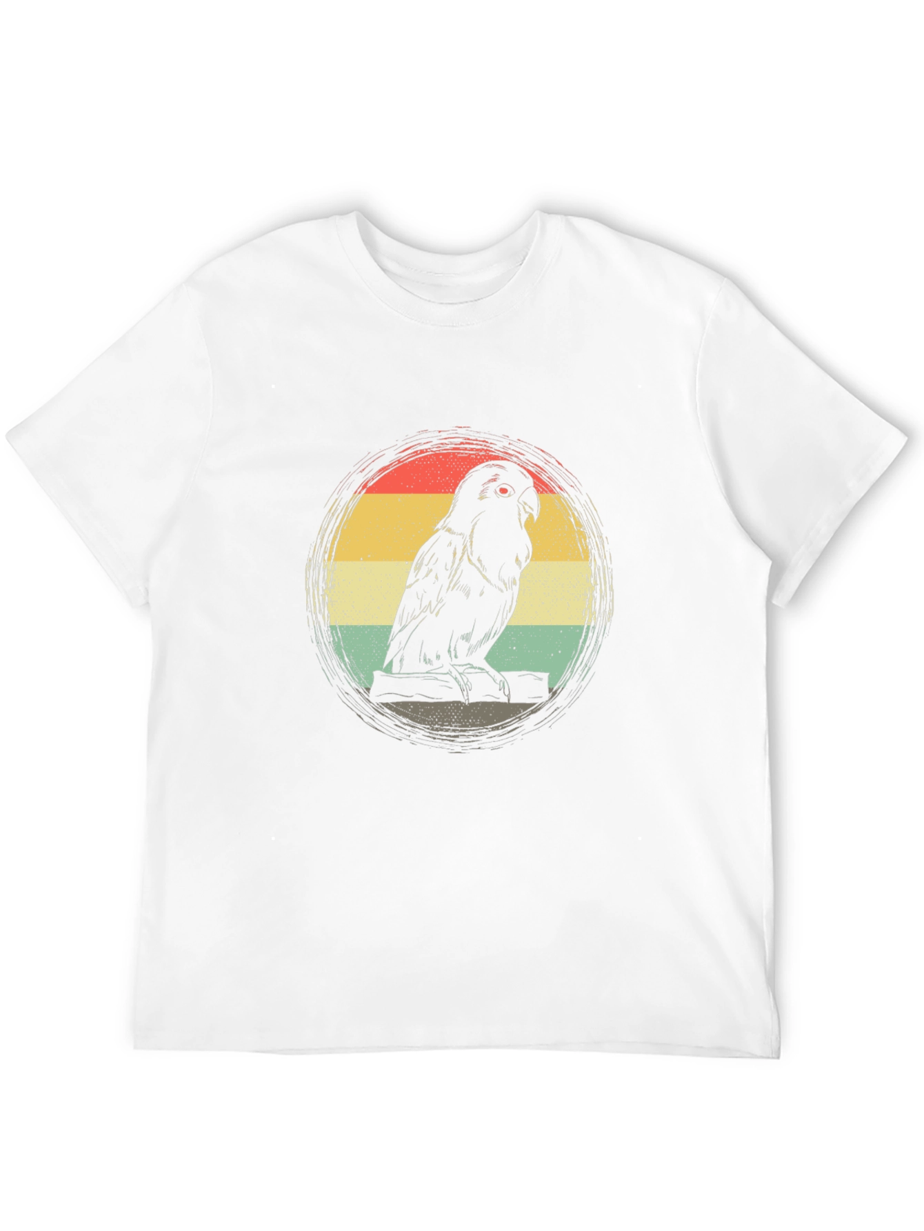 Black Retro Parrot Graphic T-Shirt - Unisex Black Tee view 12