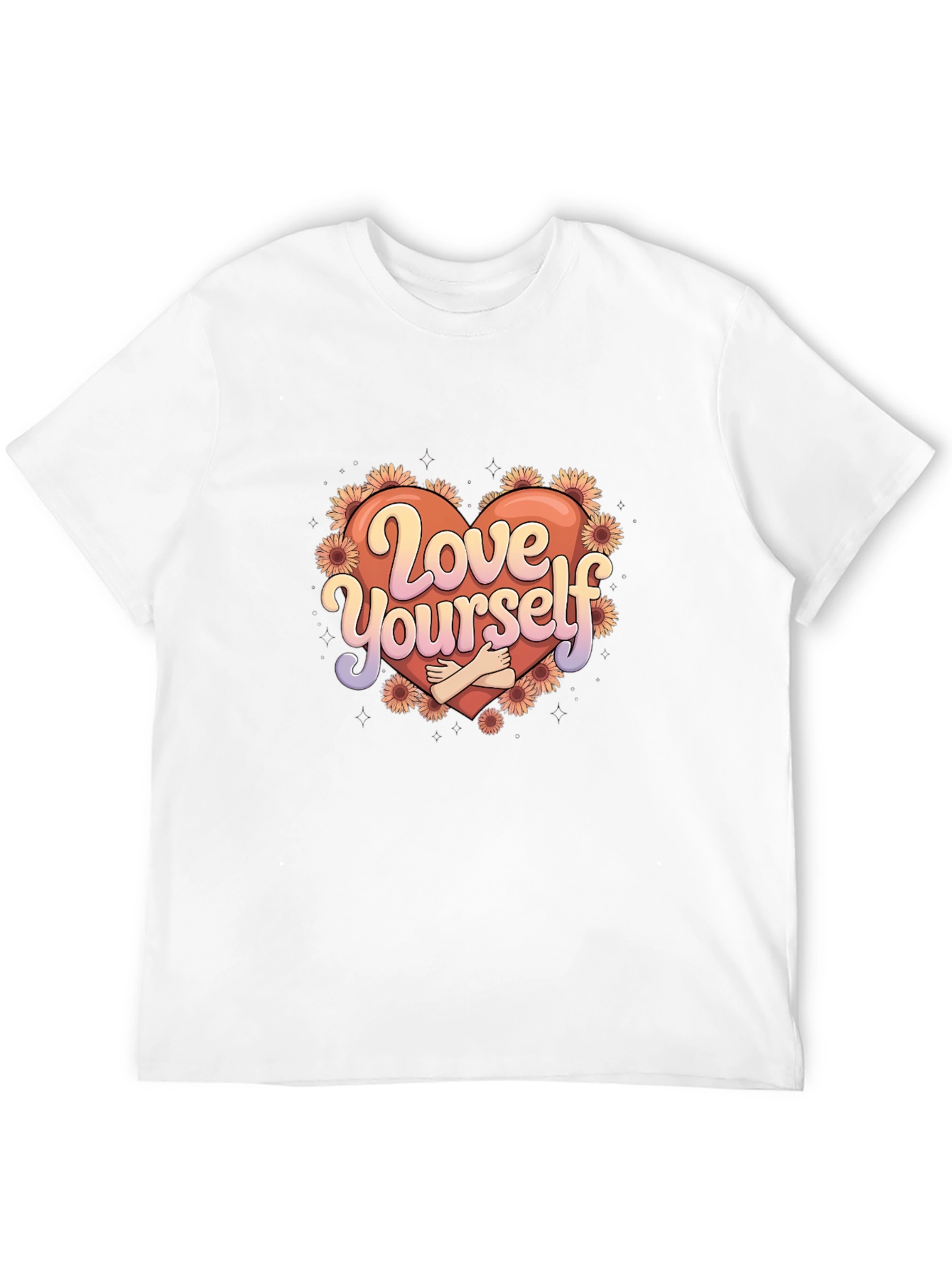 Black Love Yourself Graphic Tee - Heart & Flowers view 12