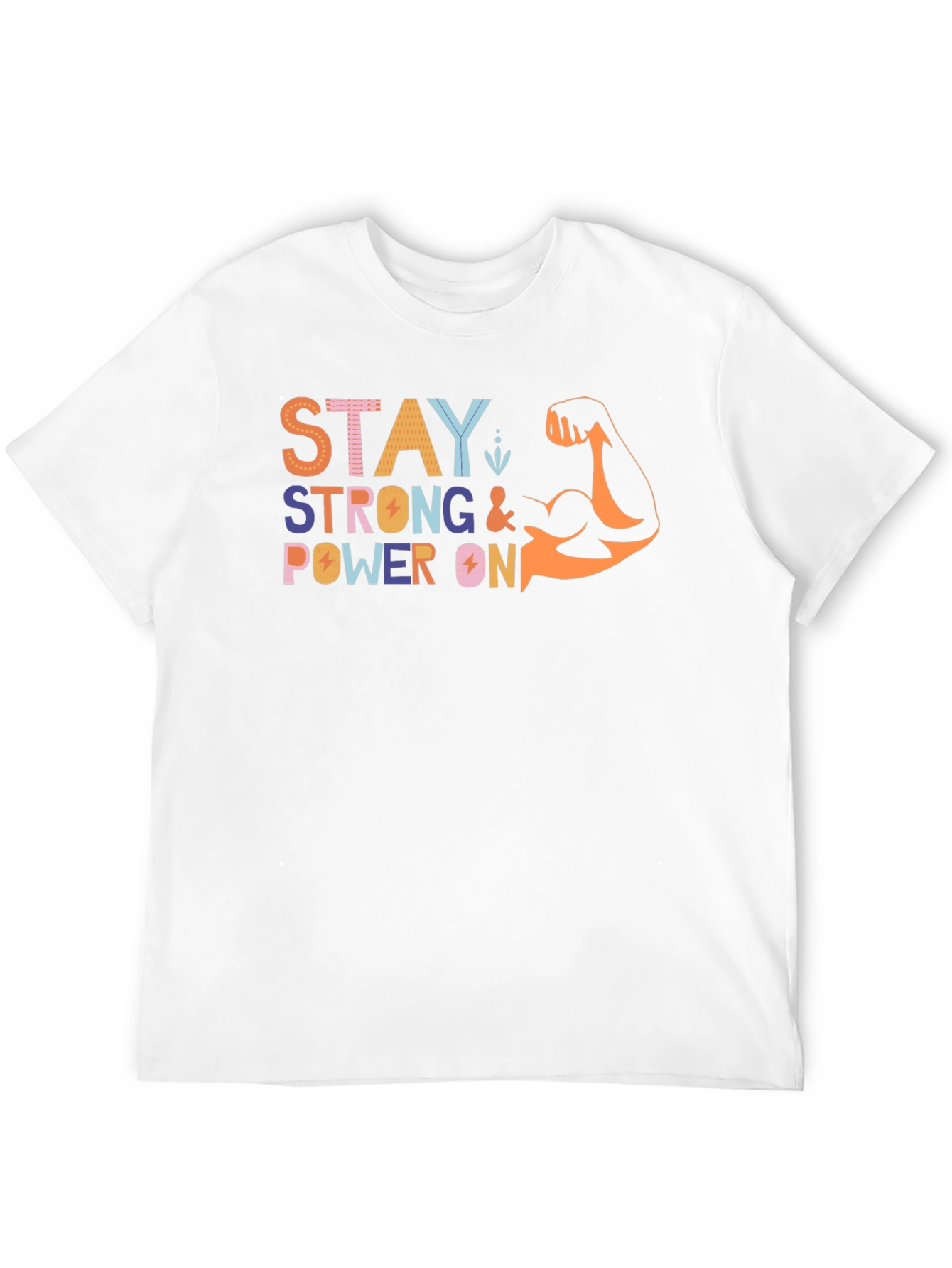 Black Stay Strong Graphic Print Crew Neck T-Shirt view 12