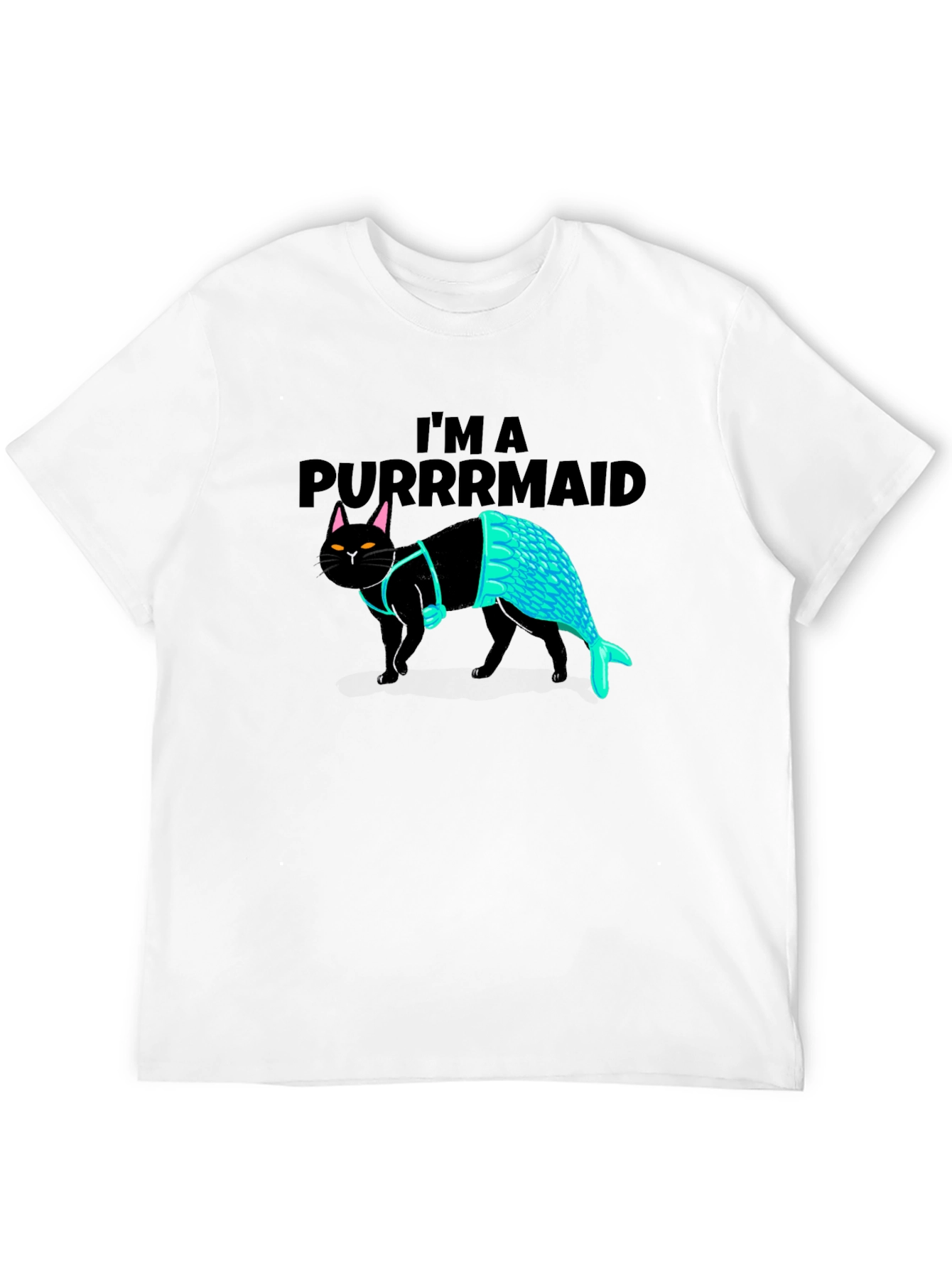 Black Purrmaid T-Shirt: Cat Mermaid Graphic Tee view 12