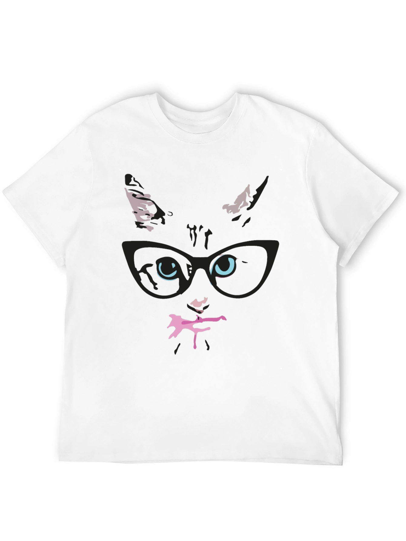 Black Cool Cat in Glasses T-Shirt view 12