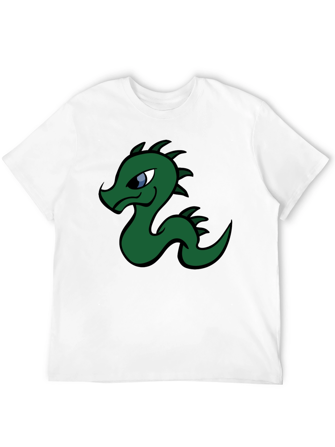 Black Cartoon Dragon Graphic Tee - Black Cotton T-Shirt view 12