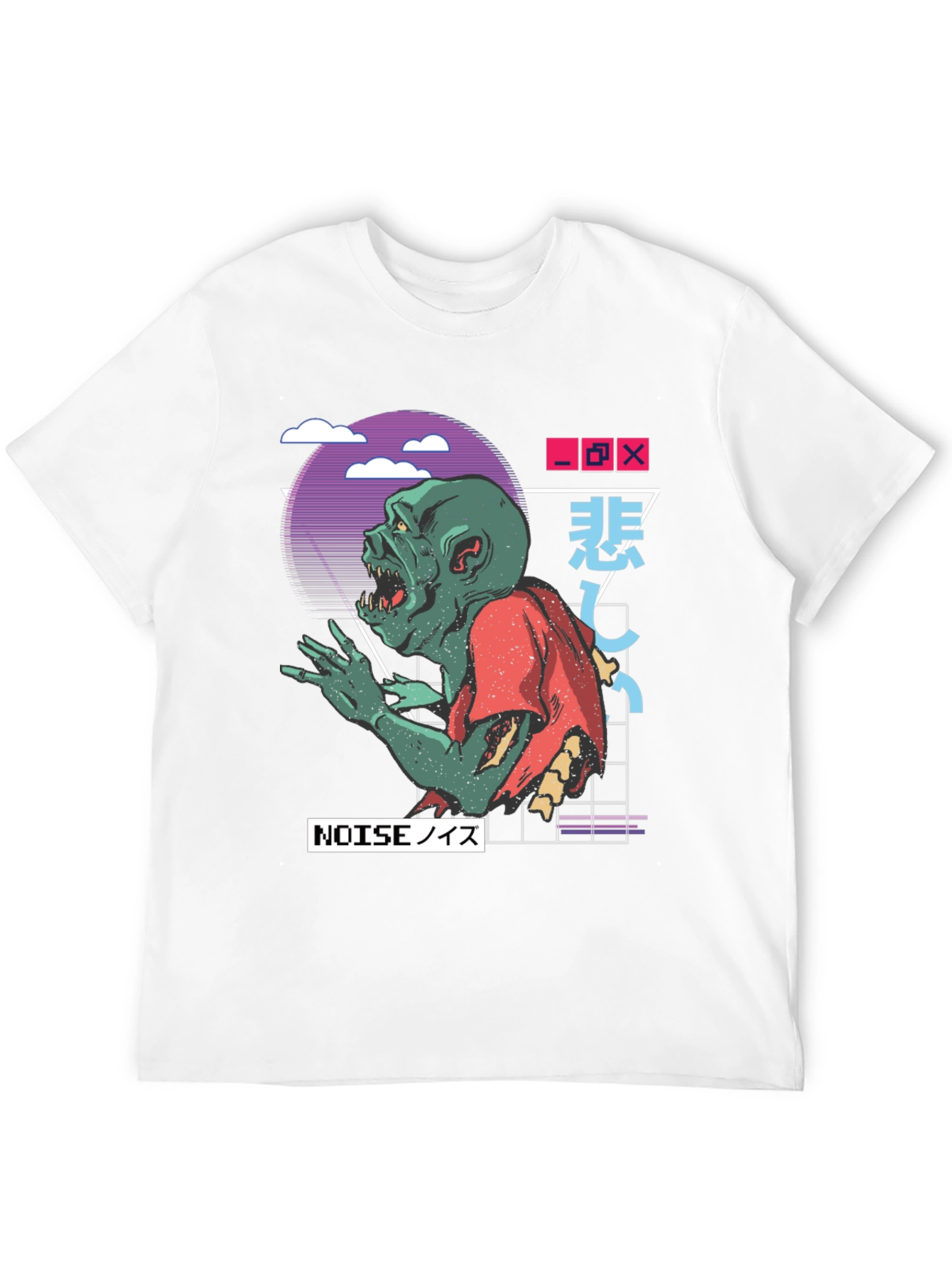 Black Zombie Noise T-Shirt - Vaporwave Style view 12