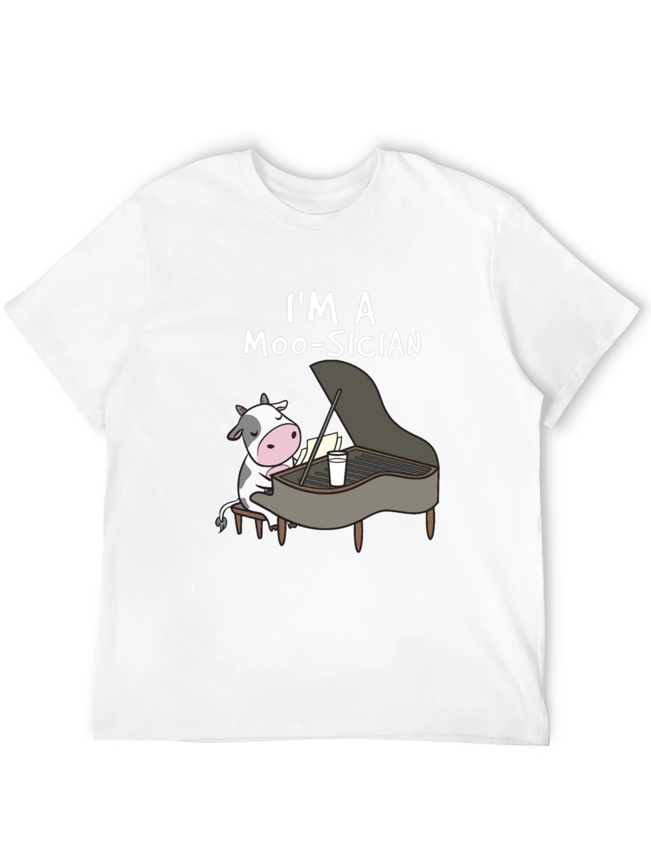 Black I'm a Moo-sician Funny Cow Piano T-Shirt view 12