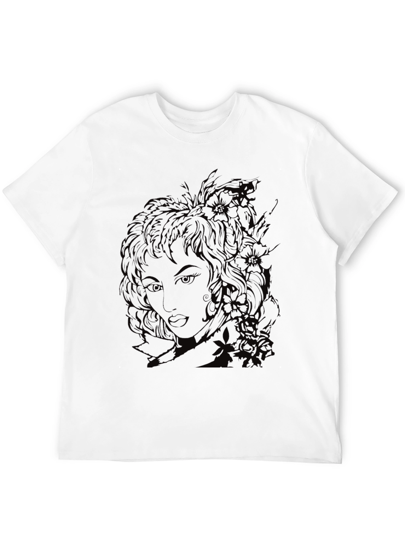 Black Graphic Print Tee - Vintage Woman Portrait view 12