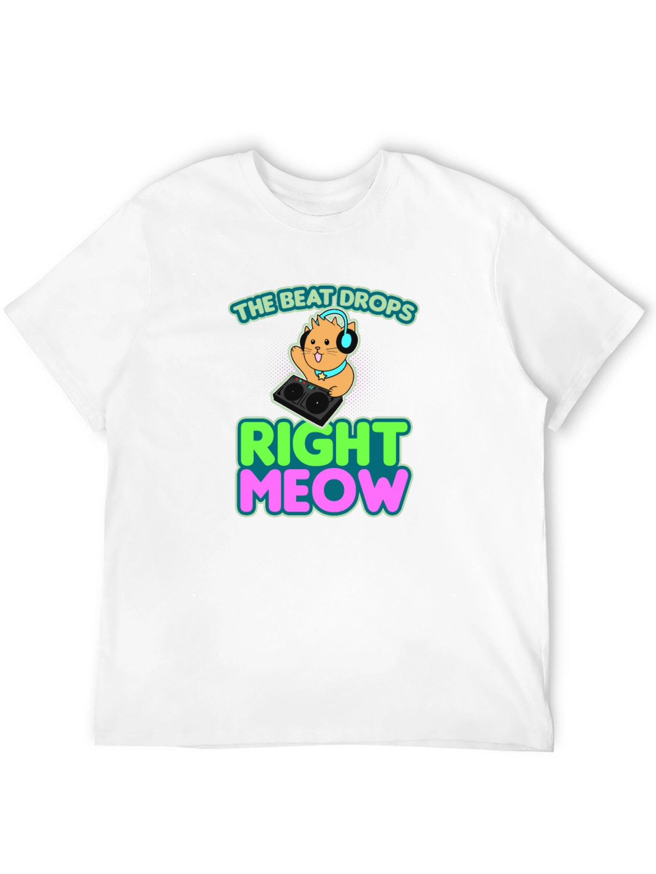 Black The Beat Drops Right Meow DJ Cat T-Shirt view 12