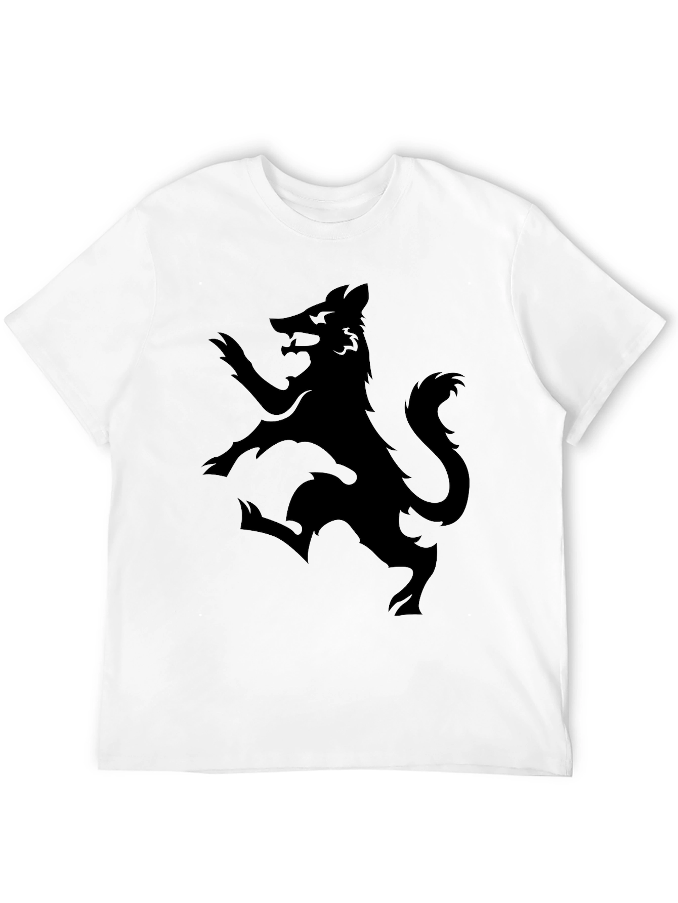 Black Men's Black Graphic Tee - Rampant Wolf Design view 12