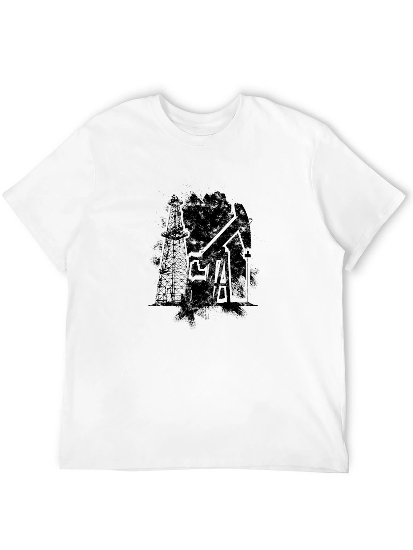 Black Oil Derrick Graphic Tee - Black Cotton Blend view 12