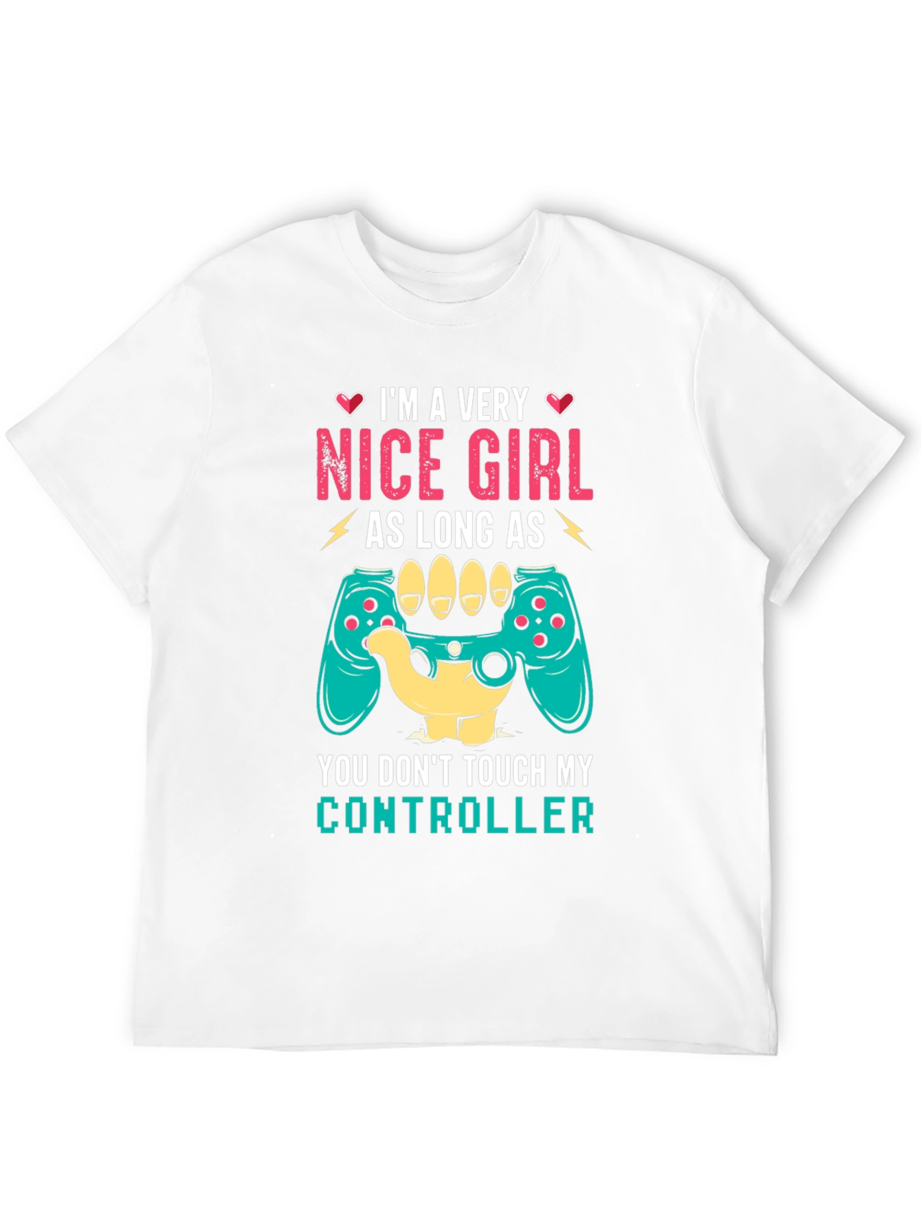 Black Nice Girl Controller T-Shirt Funny Gamer Tee view 12