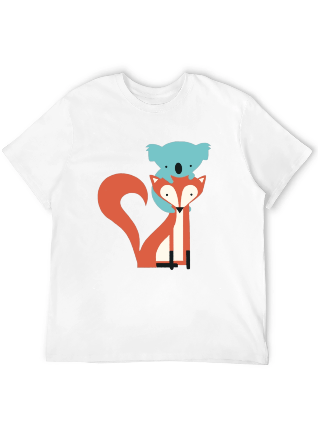 Black Koala Riding Fox Graphic Tee - Black Cotton T-Shirt view 12