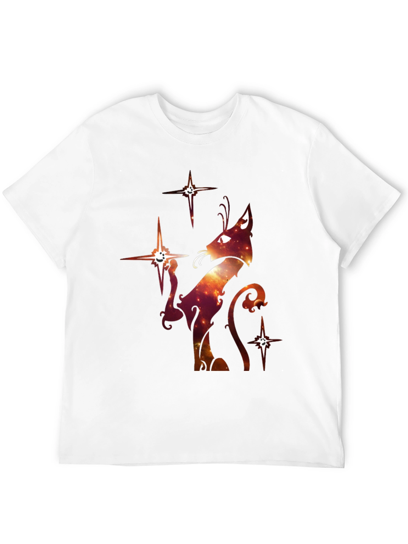 Black Celestial Cat Graphic T-Shirt - Black Cotton Blend view 12