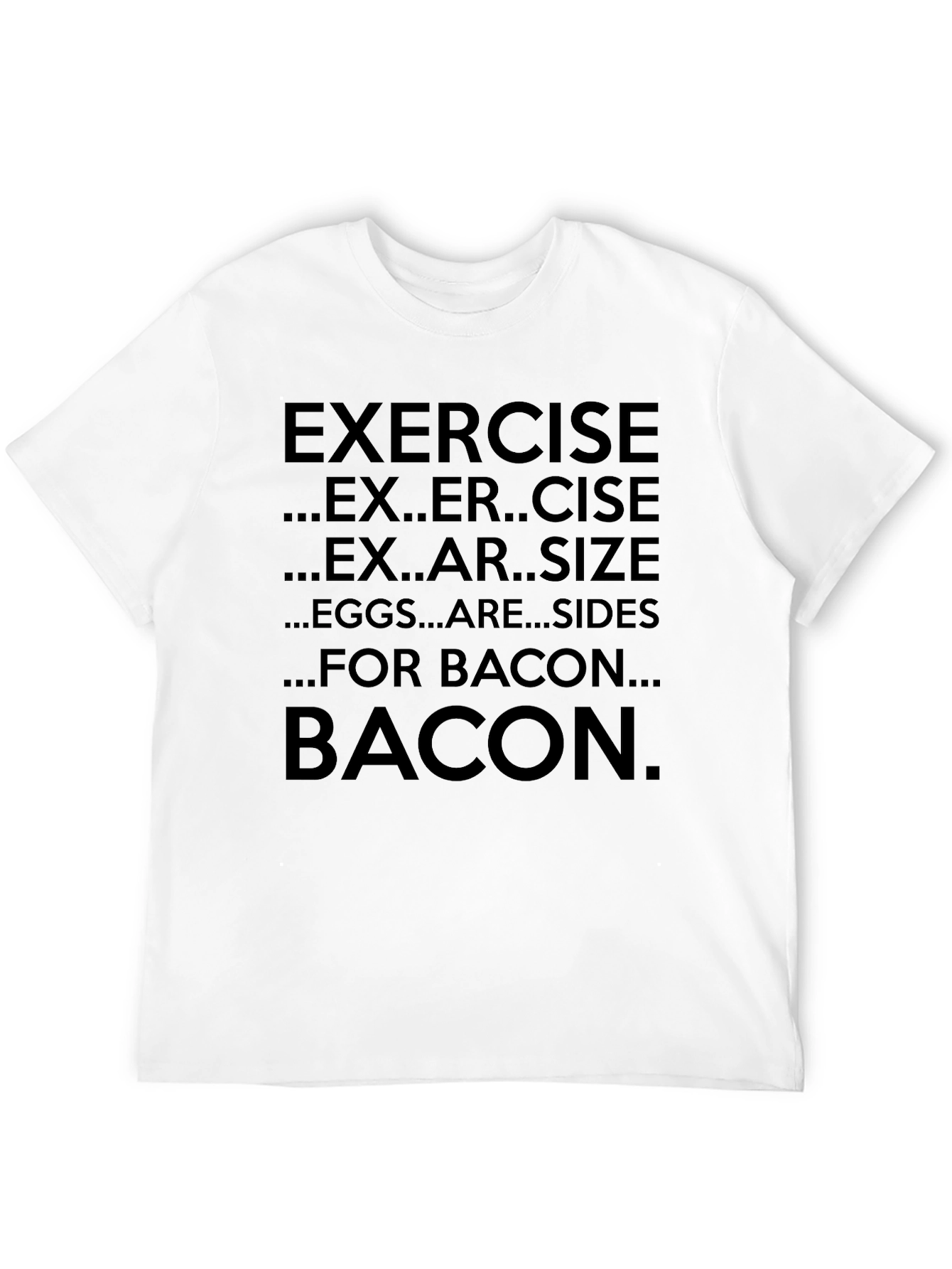 Black Exercise Bacon Funny Graphic T-Shirt view 12