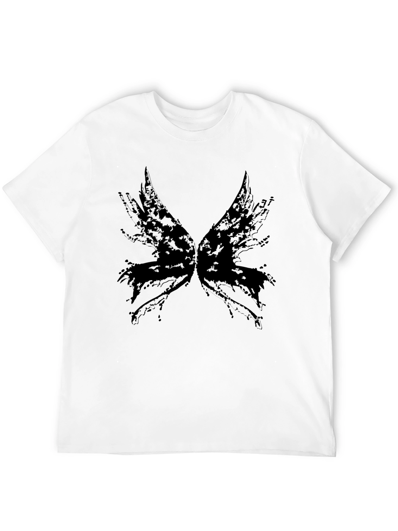 Black Abstract Wings Graphic Tee - Black Cotton Blend view 12