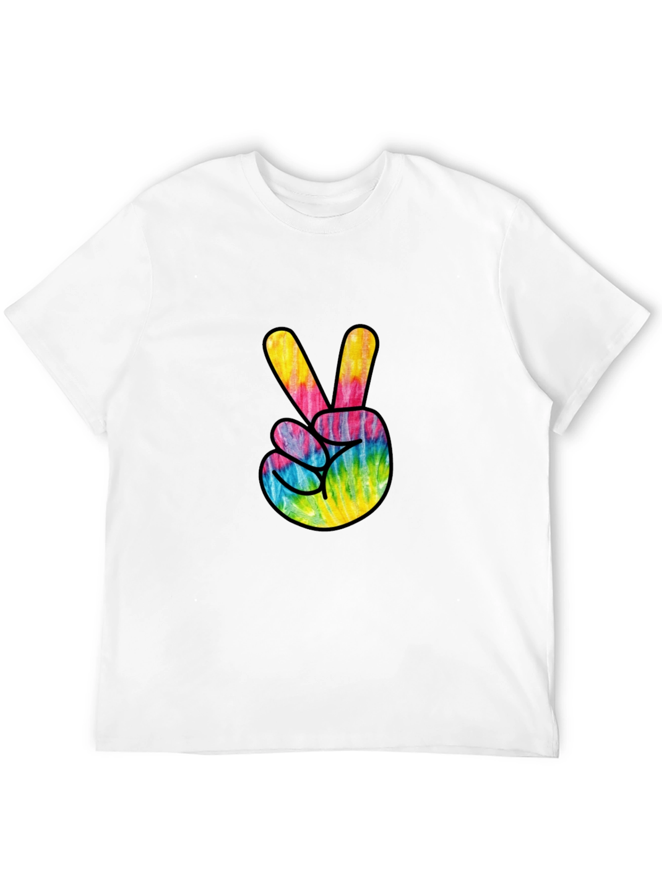 Black Tie Dye Peace Sign Graphic Tee - Casual Comfort view 12