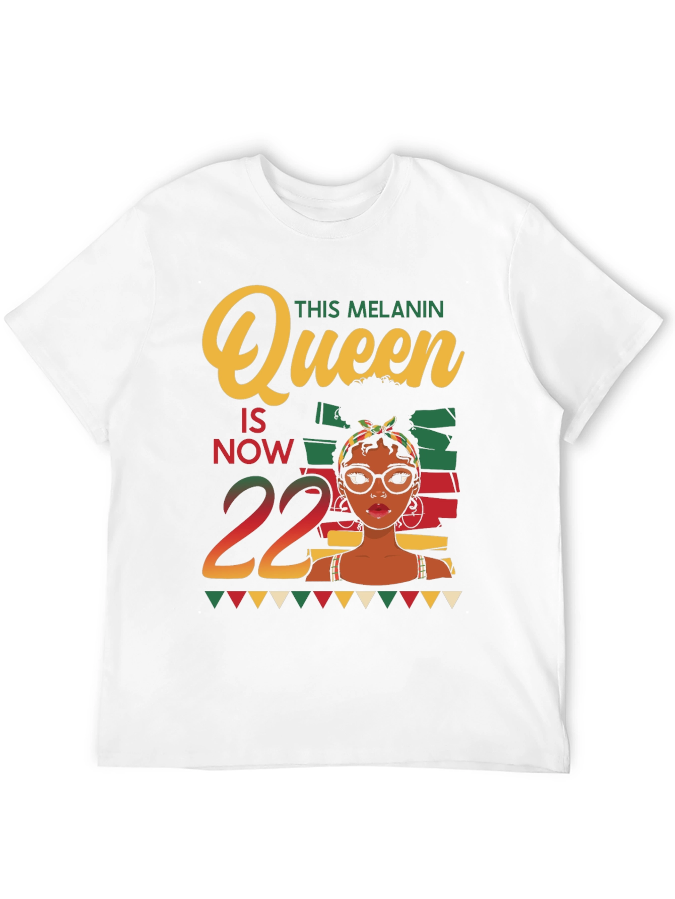 Black Melanin Queen 22nd Birthday Black T-Shirt view 12
