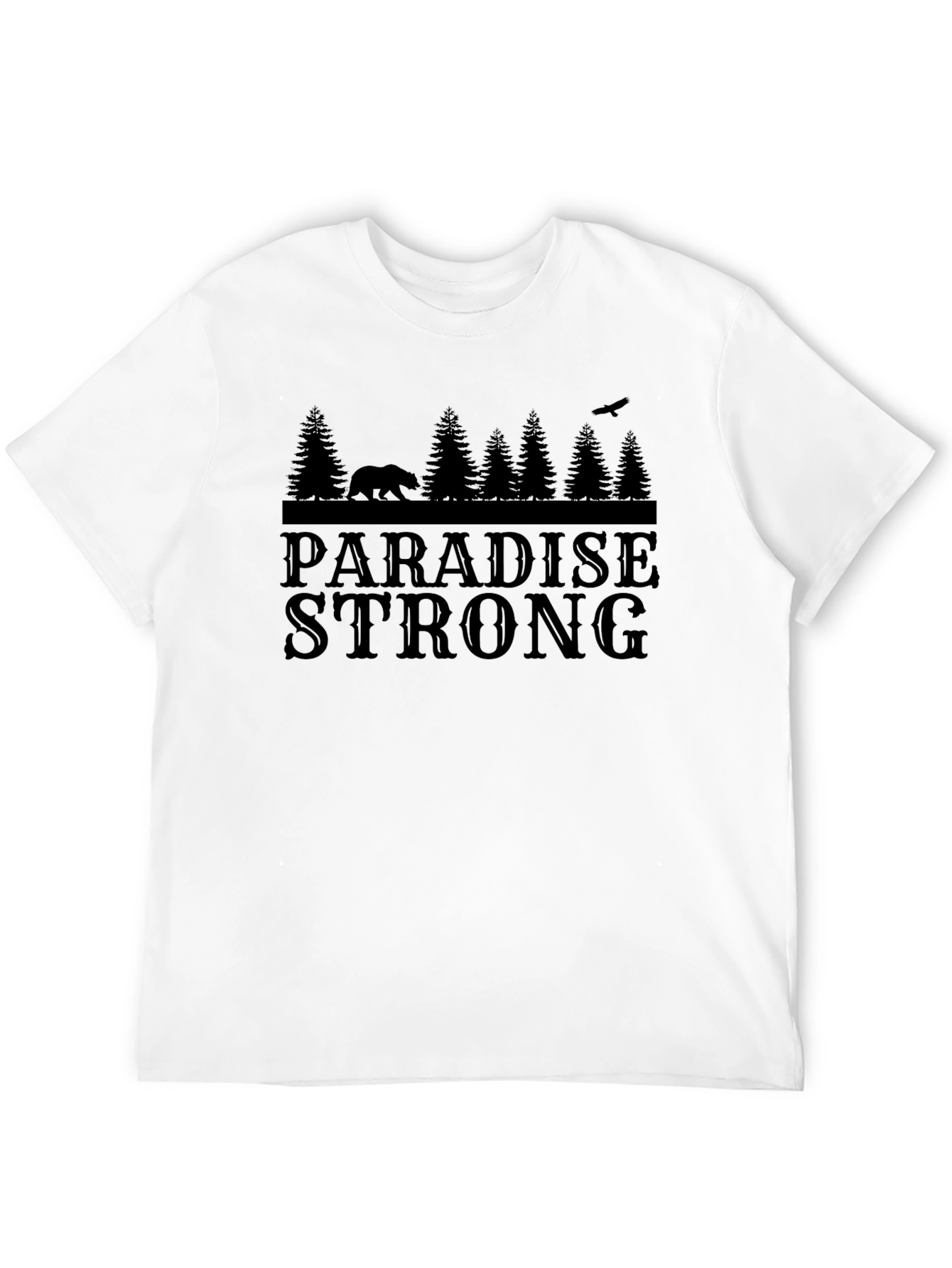 Black Paradise Strong Black T-Shirt - Bear & Forest Graphic view 12