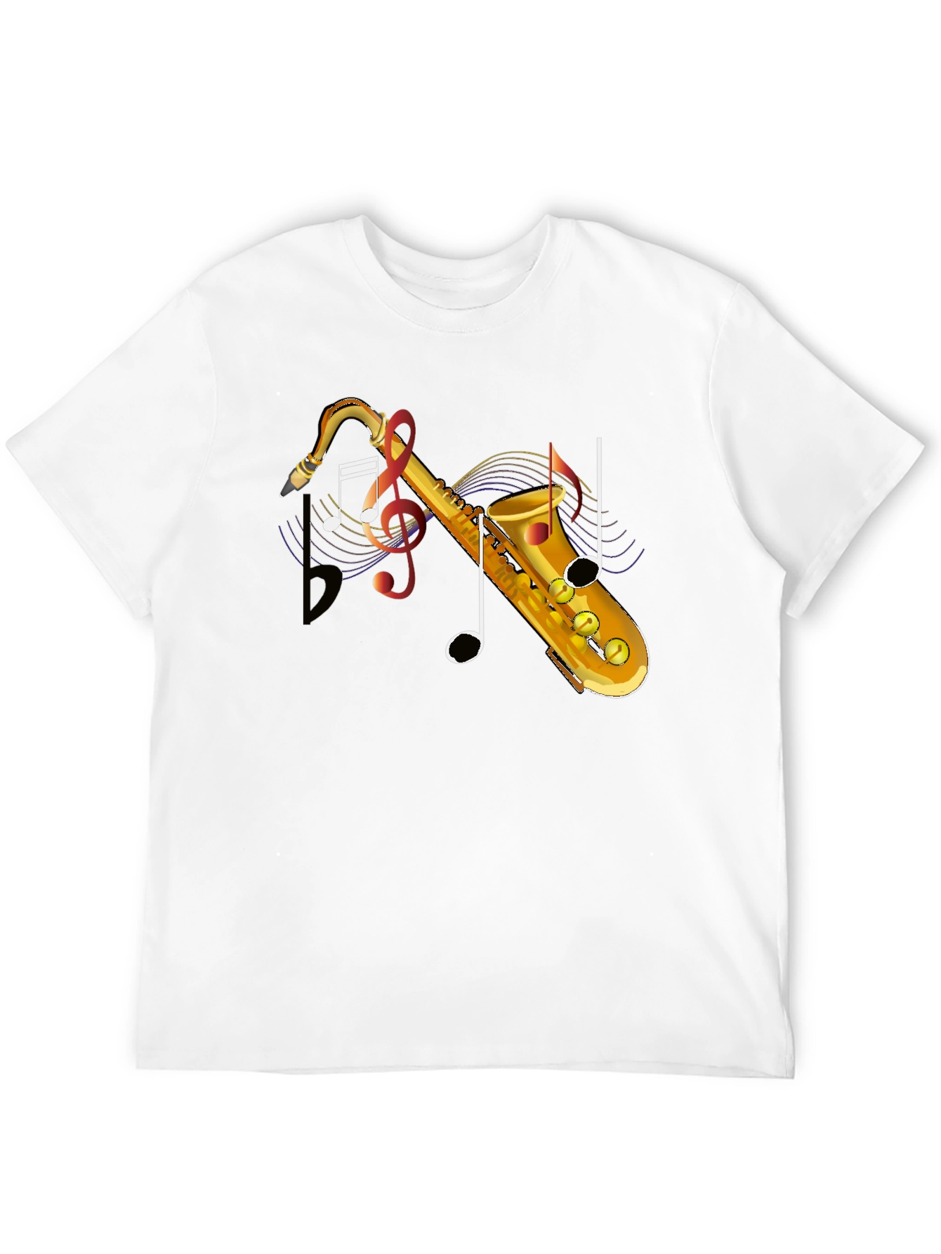 Black Saxophone Music Note Graphic T-Shirt view 12