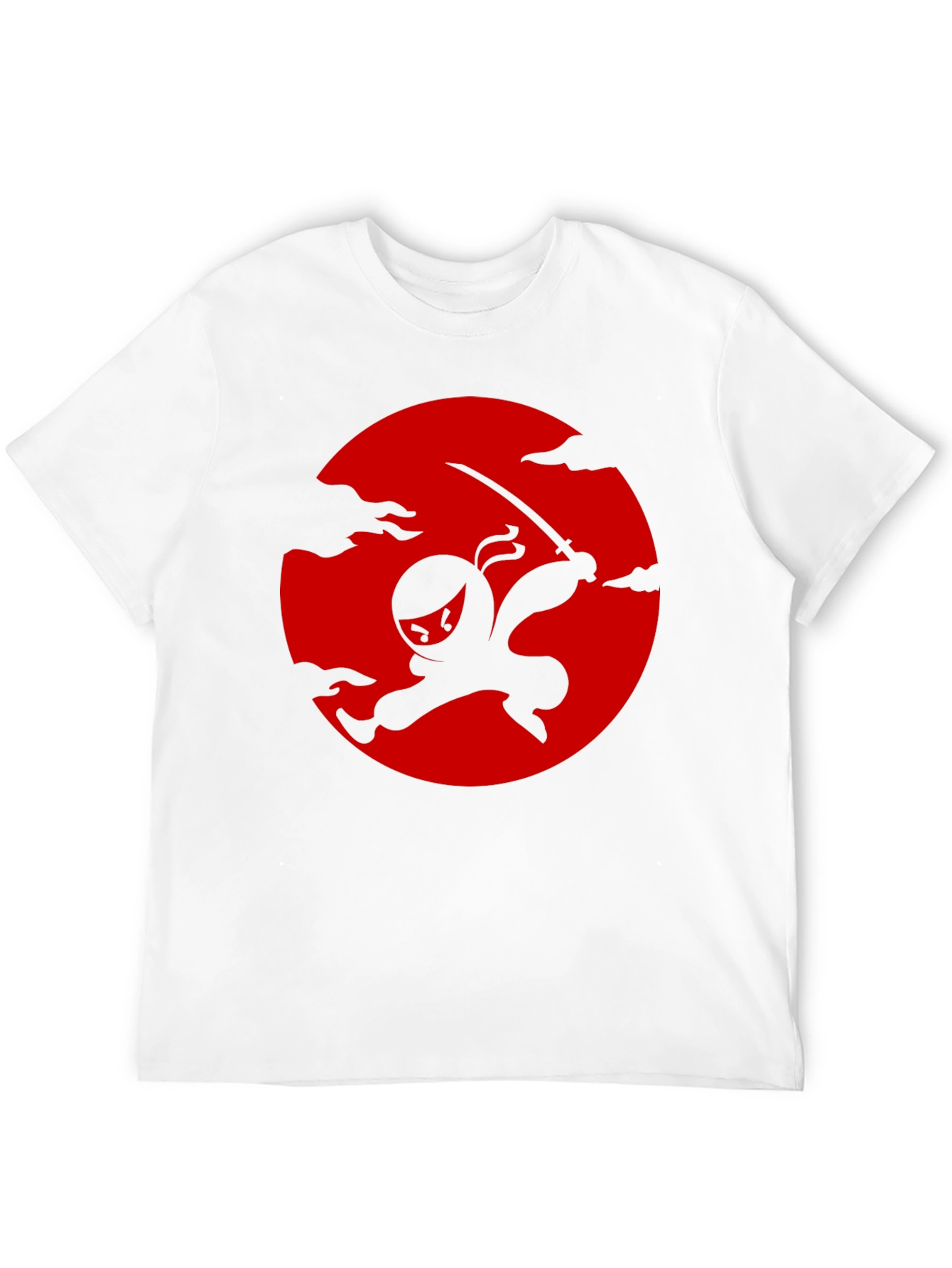 Black Ninja Silhouette Graphic Tee - Black Cotton T-Shirt view 12