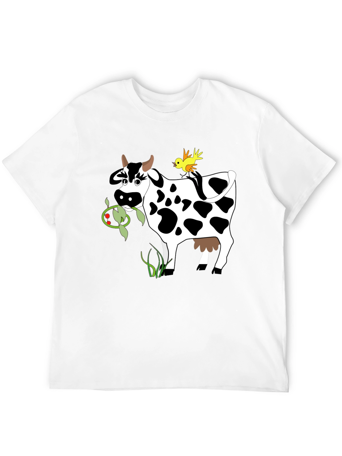 Black Cow & Bird Graphic Tee - Black Cotton T-Shirt view 12