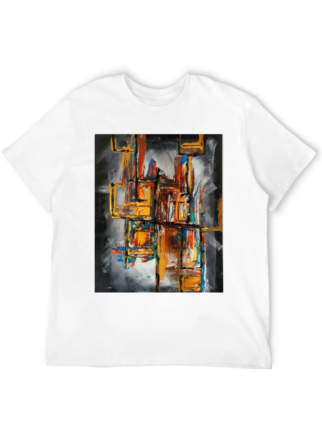 Black Abstract Art Men's Graphic Tee - Black view 12