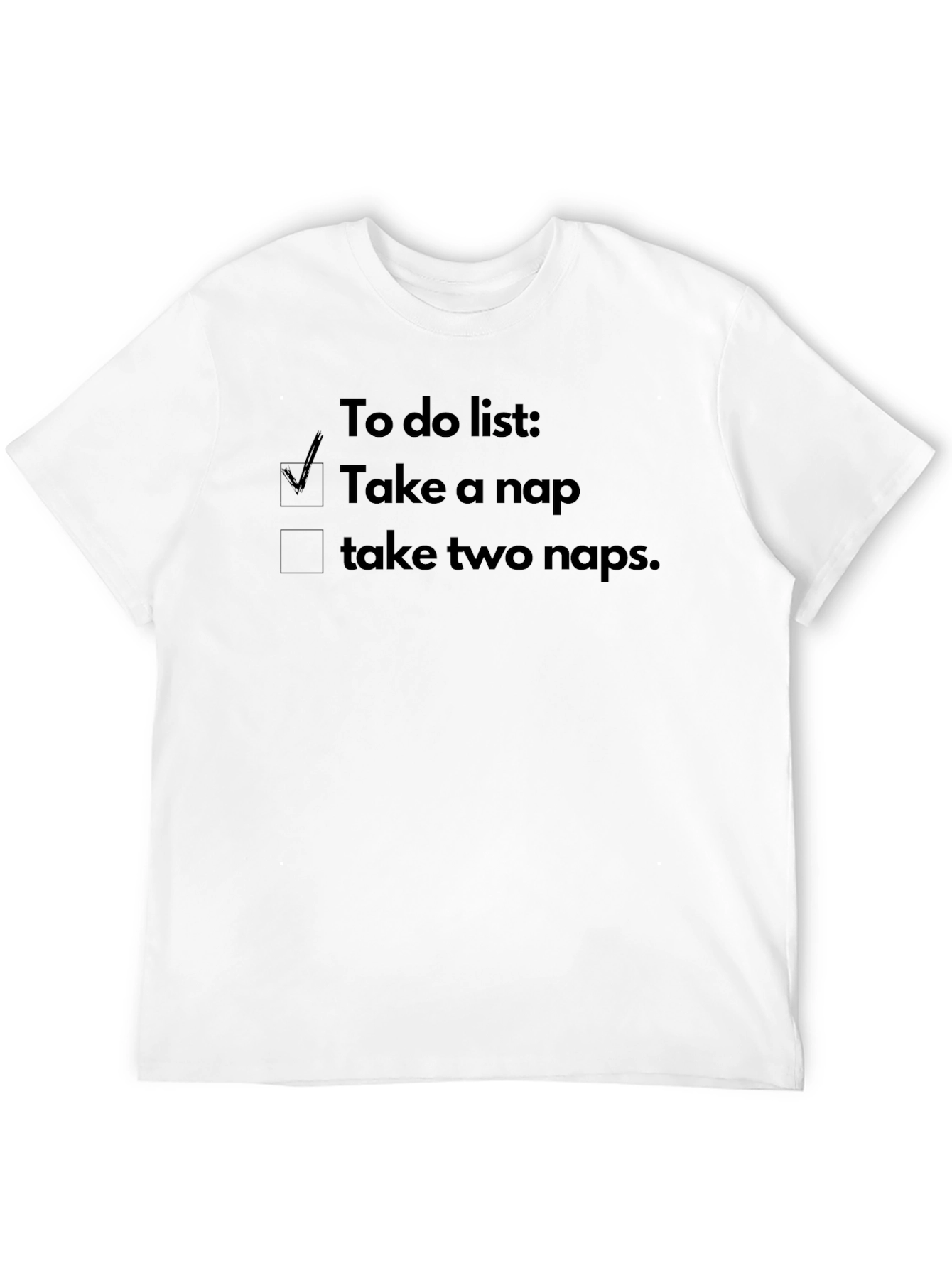 Black Funny Nap To-Do List Graphic Tee - Black Cotton T-Shirt view 12