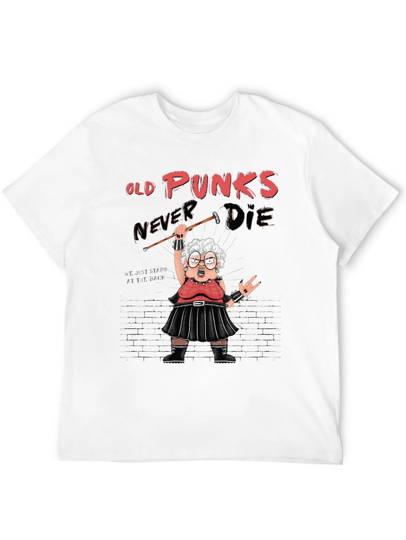 Black Old Punks Never Die Graphic T-Shirt view 12