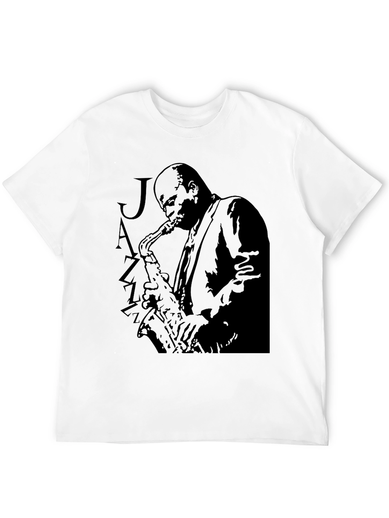 Black Jazz Saxophone Player Graphic T-Shirt view 12