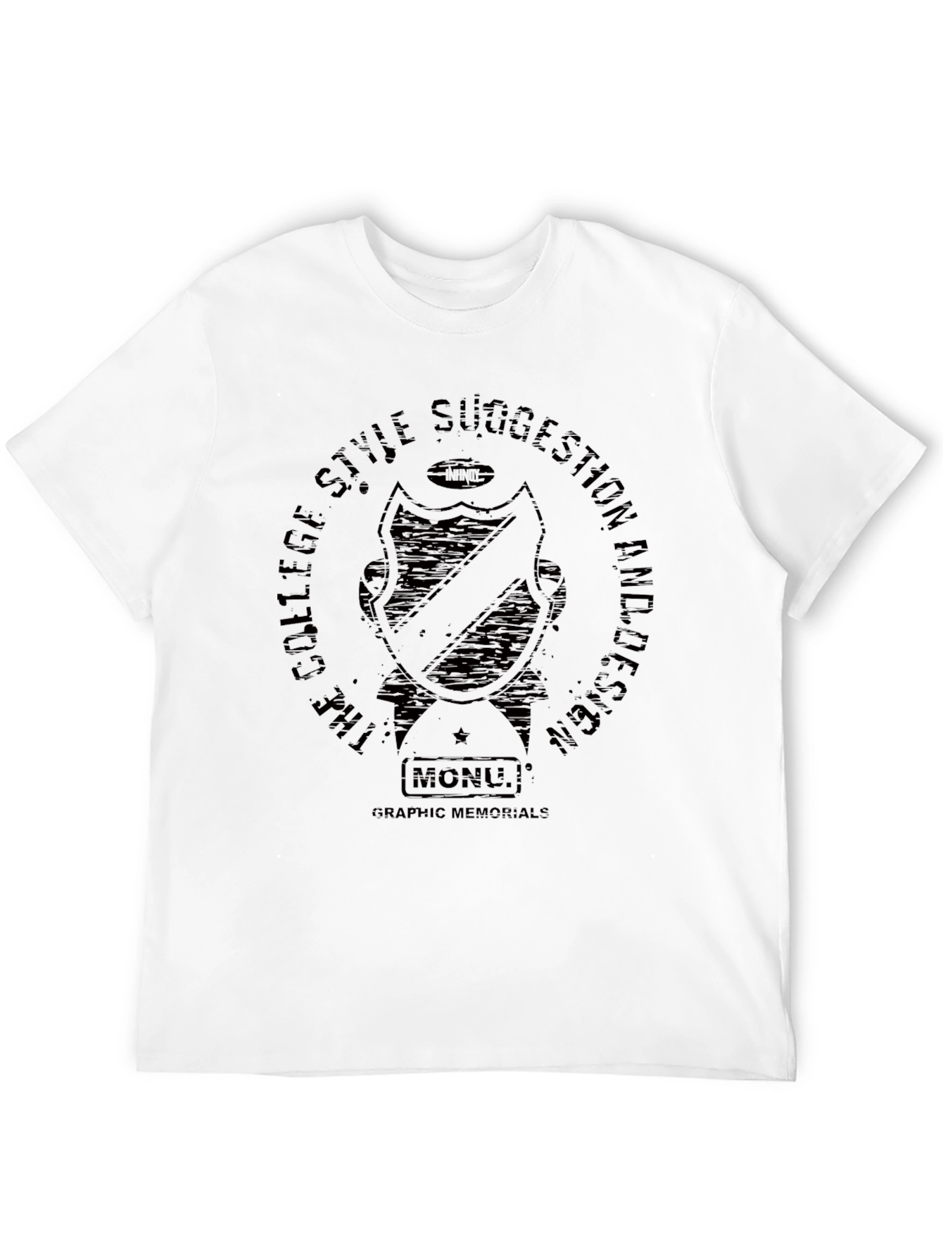 Black Graphic Memorials College Style Suggestion Design T-Shirt view 12