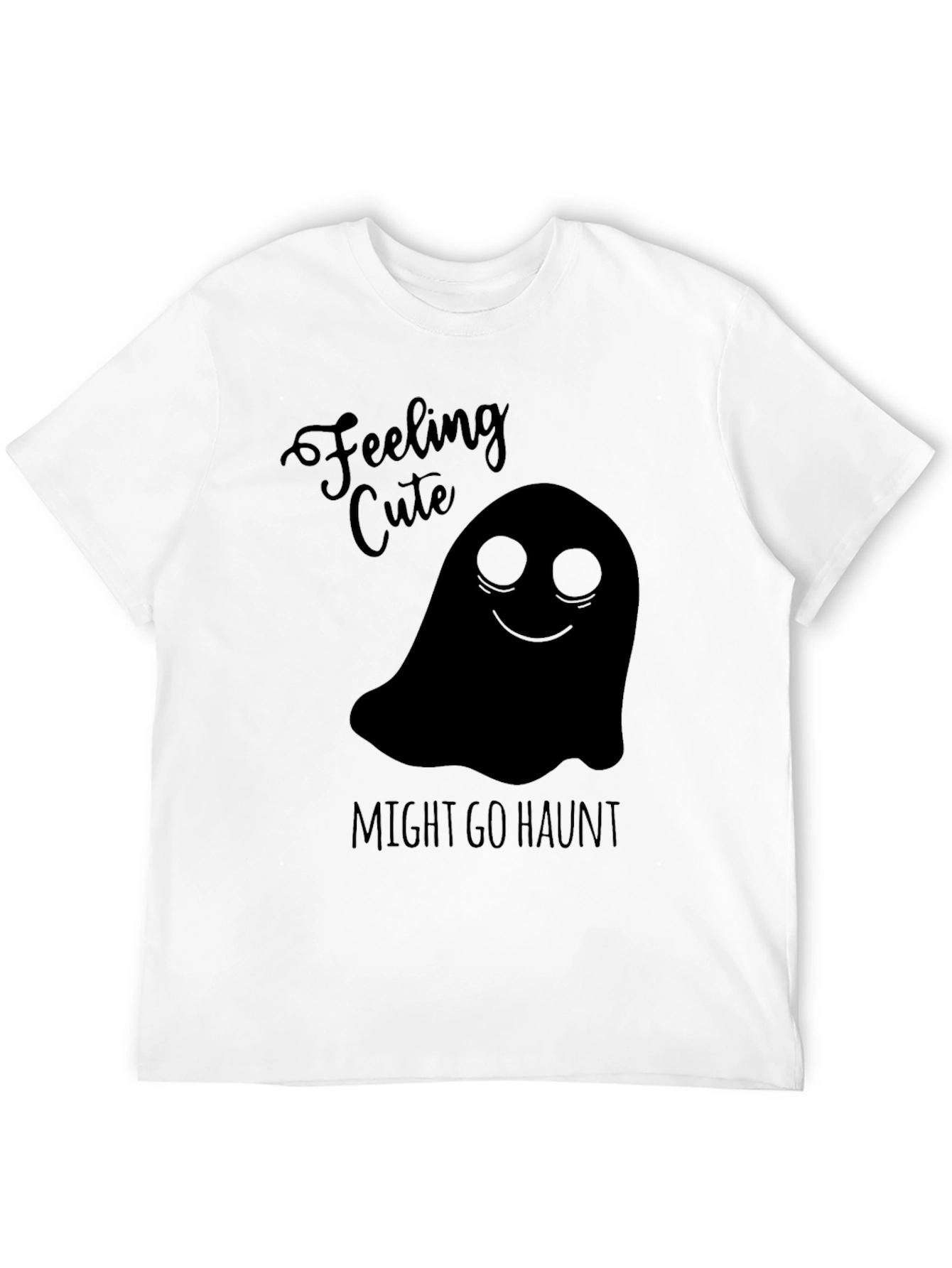 Black Feeling Cute Ghost Graphic Tee - Halloween Shirt view 12