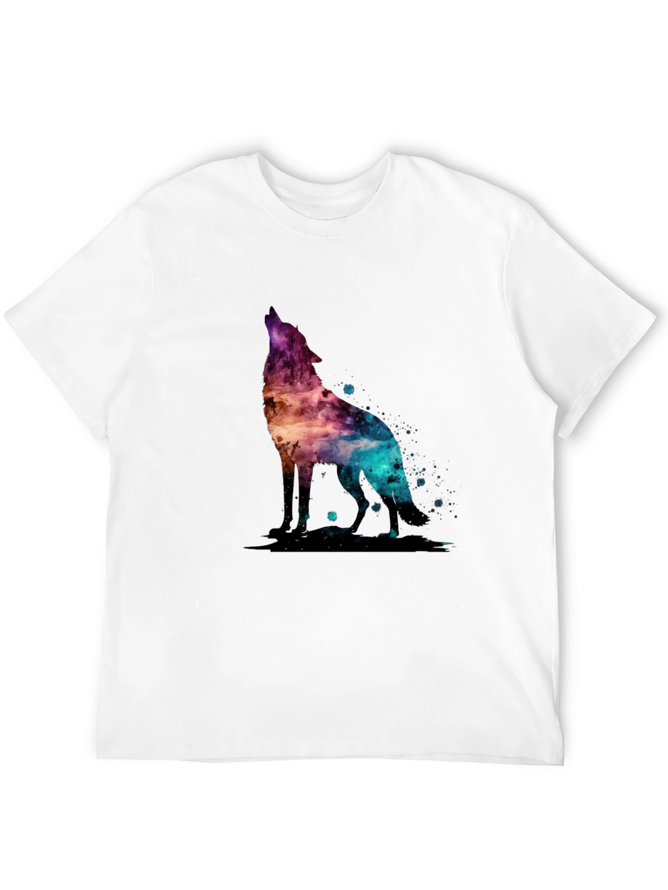 Black Galaxy Wolf Graphic T-Shirt - Stylish Men's Tee view 12