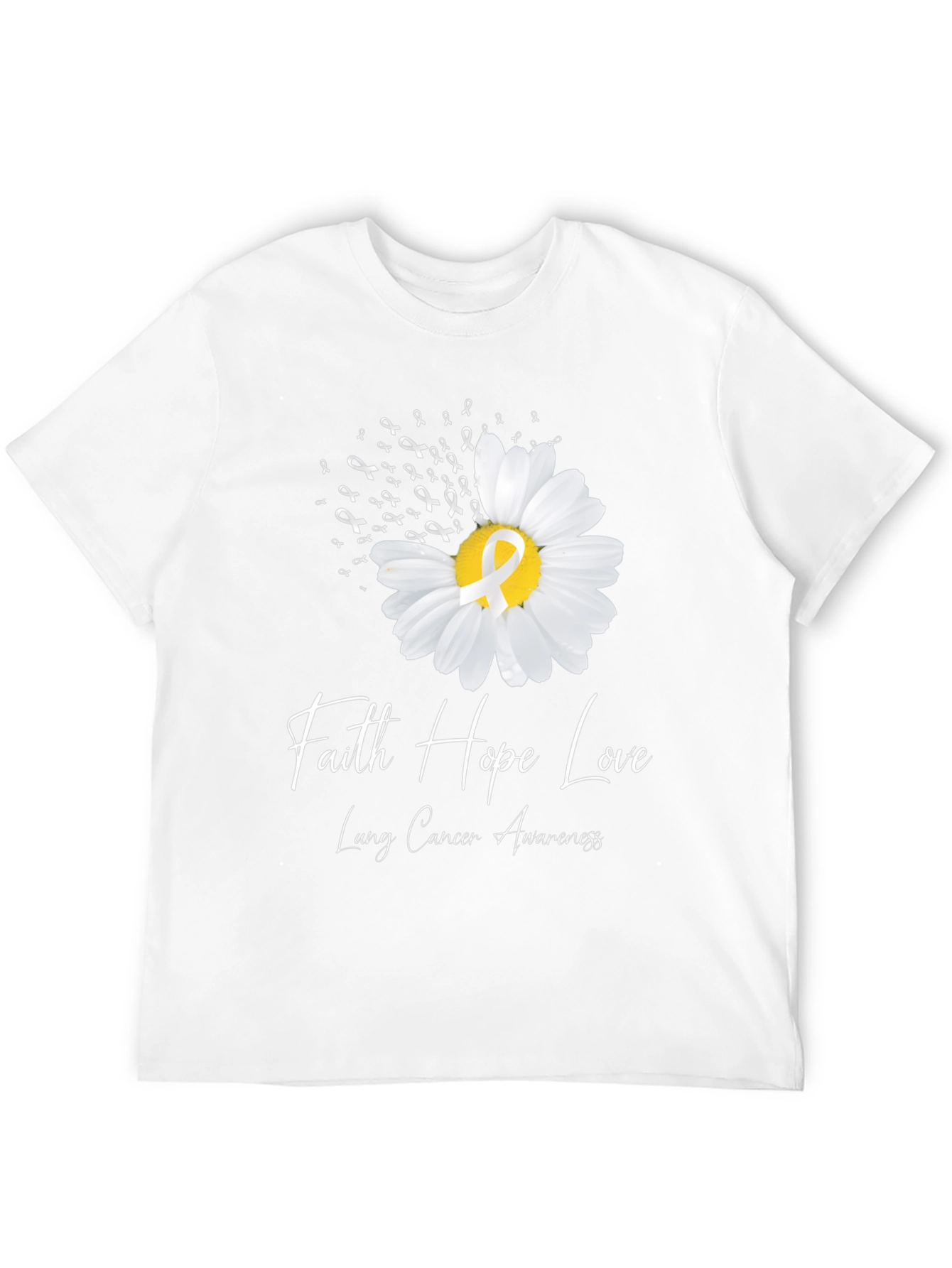 Black Faith Hope Love Lung Cancer Awareness T-Shirt view 12