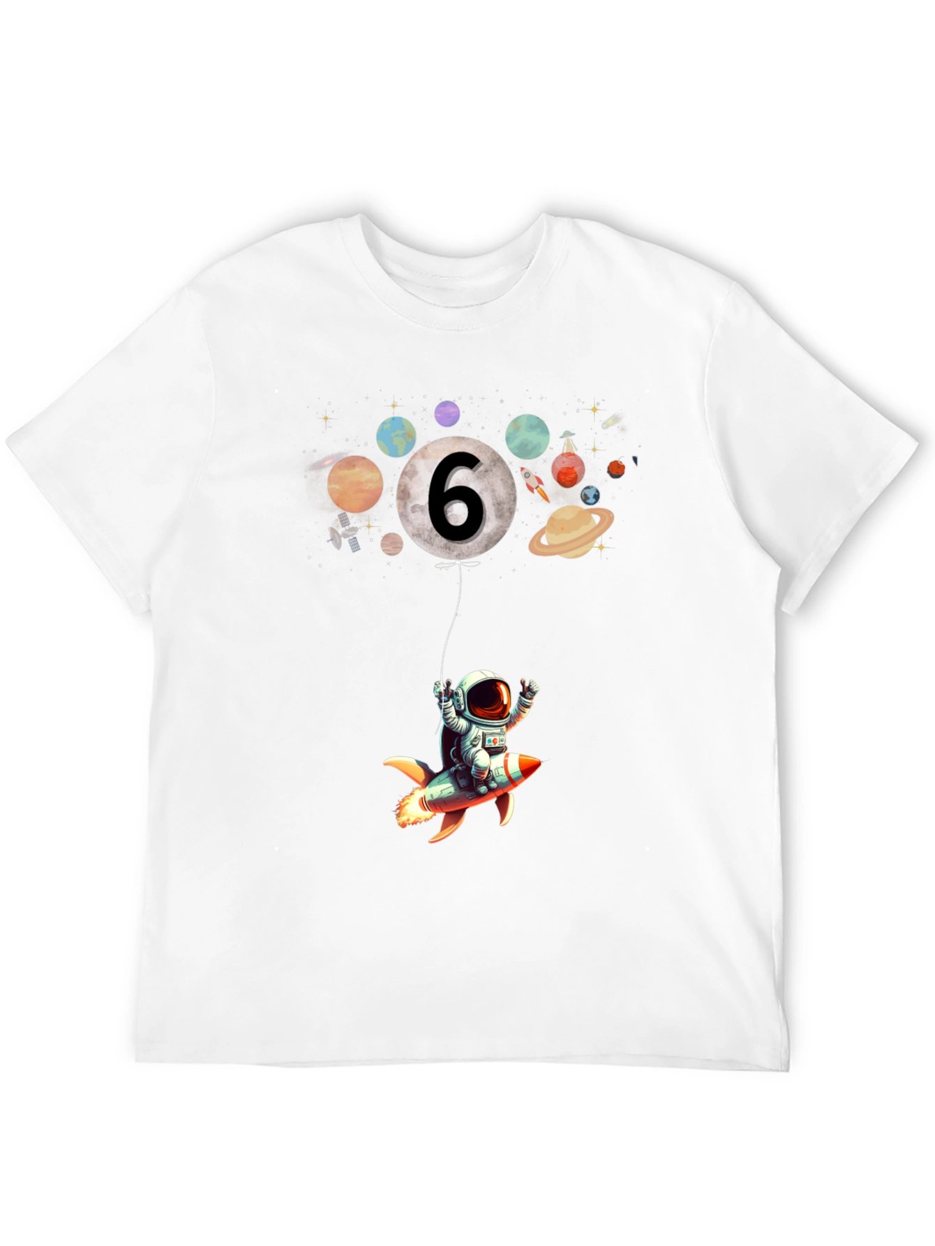 Black Astronaut 6th Birthday T-Shirt - Space Rocket view 12