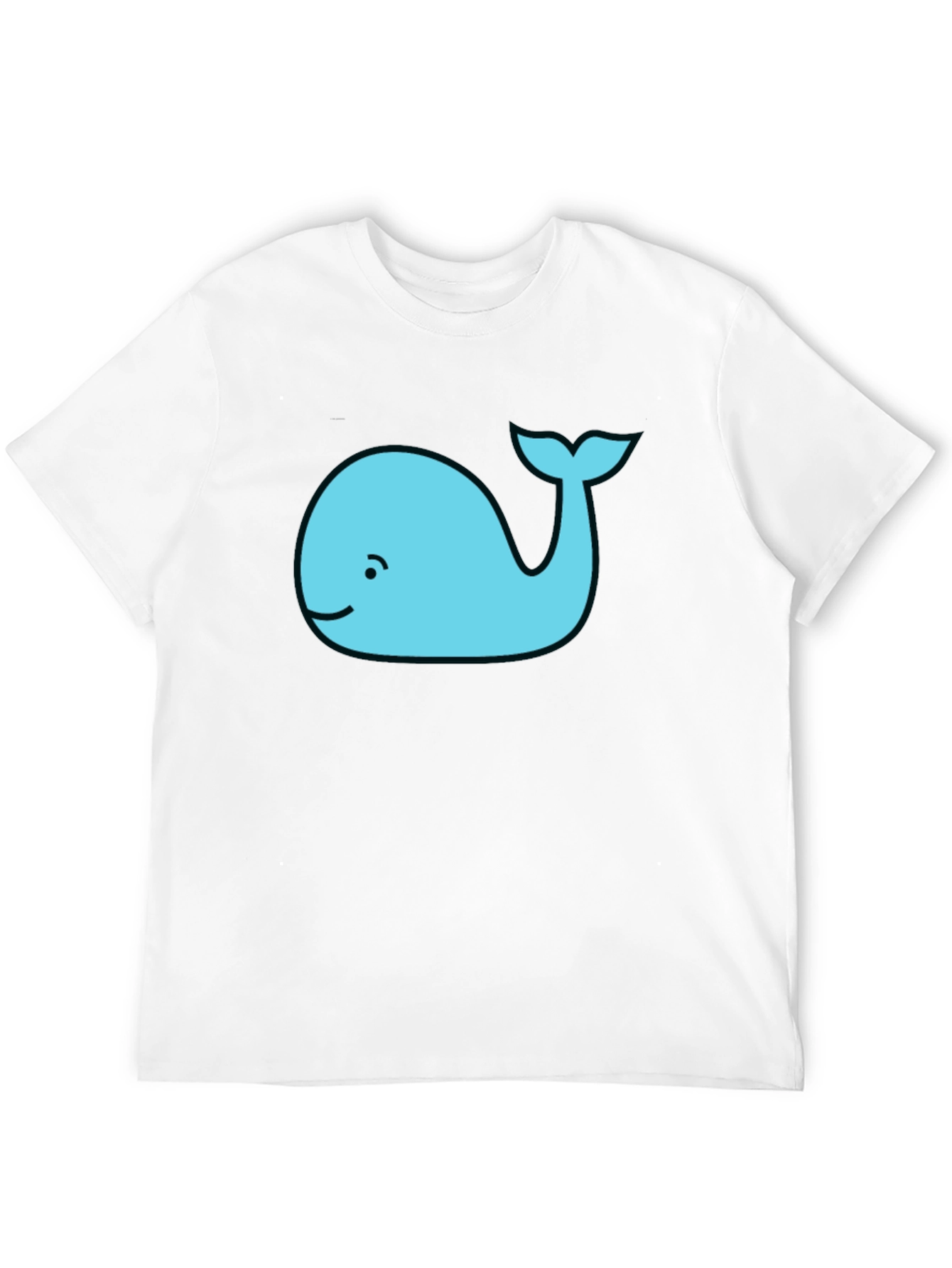 Black Cute Whale Graphic Tee - Black Cotton T-Shirt view 12