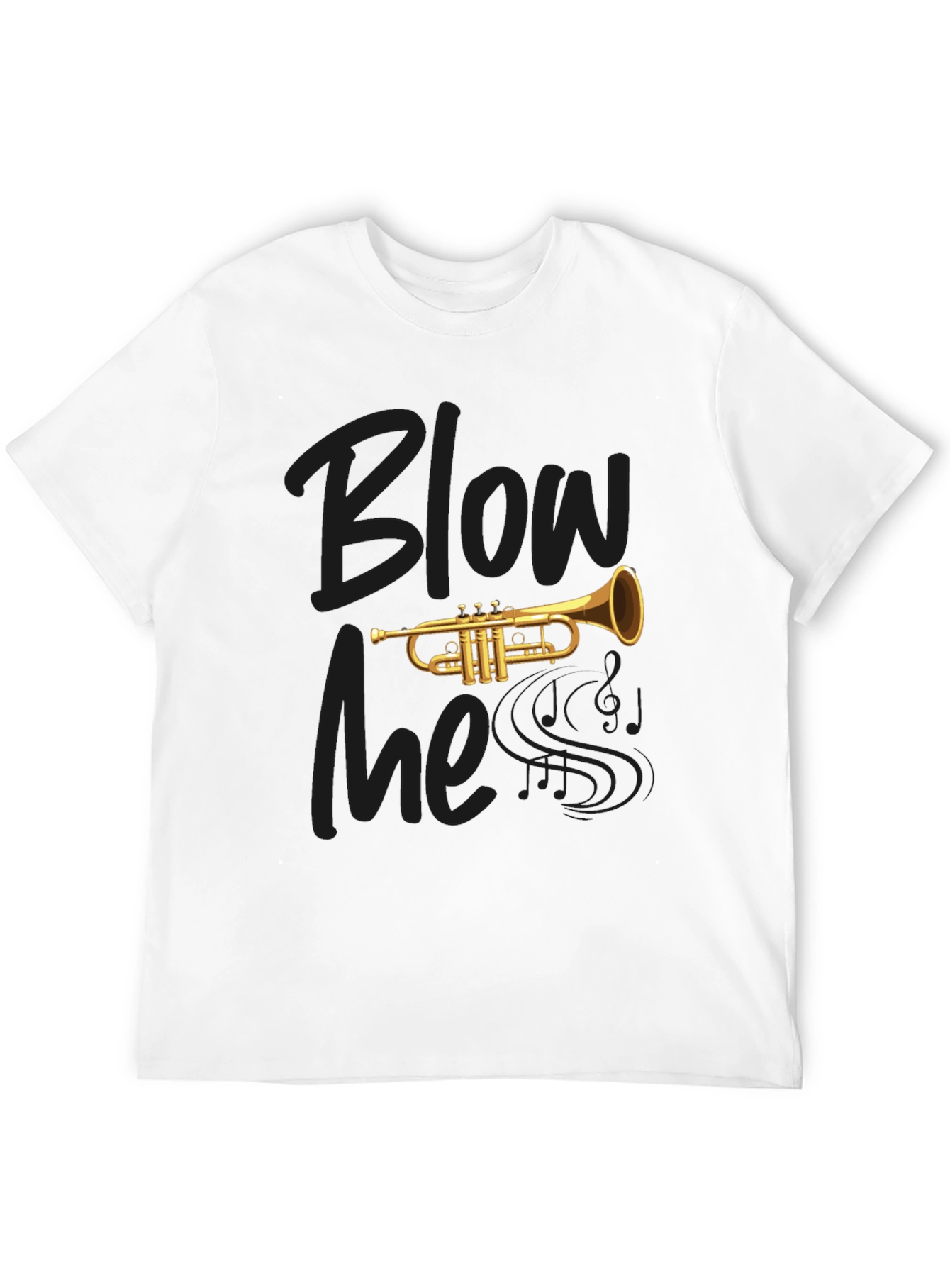 Black Blow Me Trumpet Graphic Black T-Shirt view 12