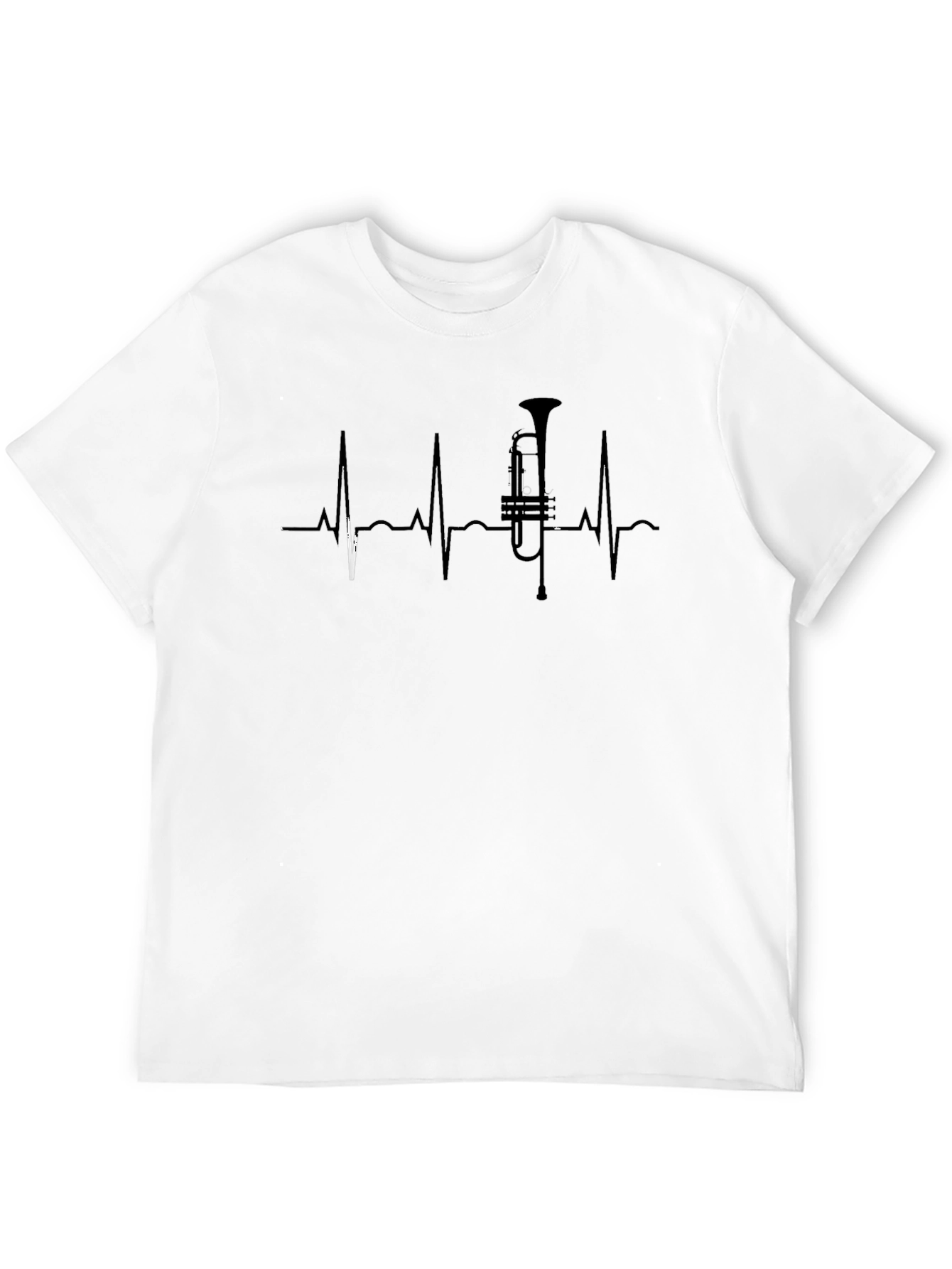 Black Music Lover T-Shirt - Trumpet Heartbeat Design view 12