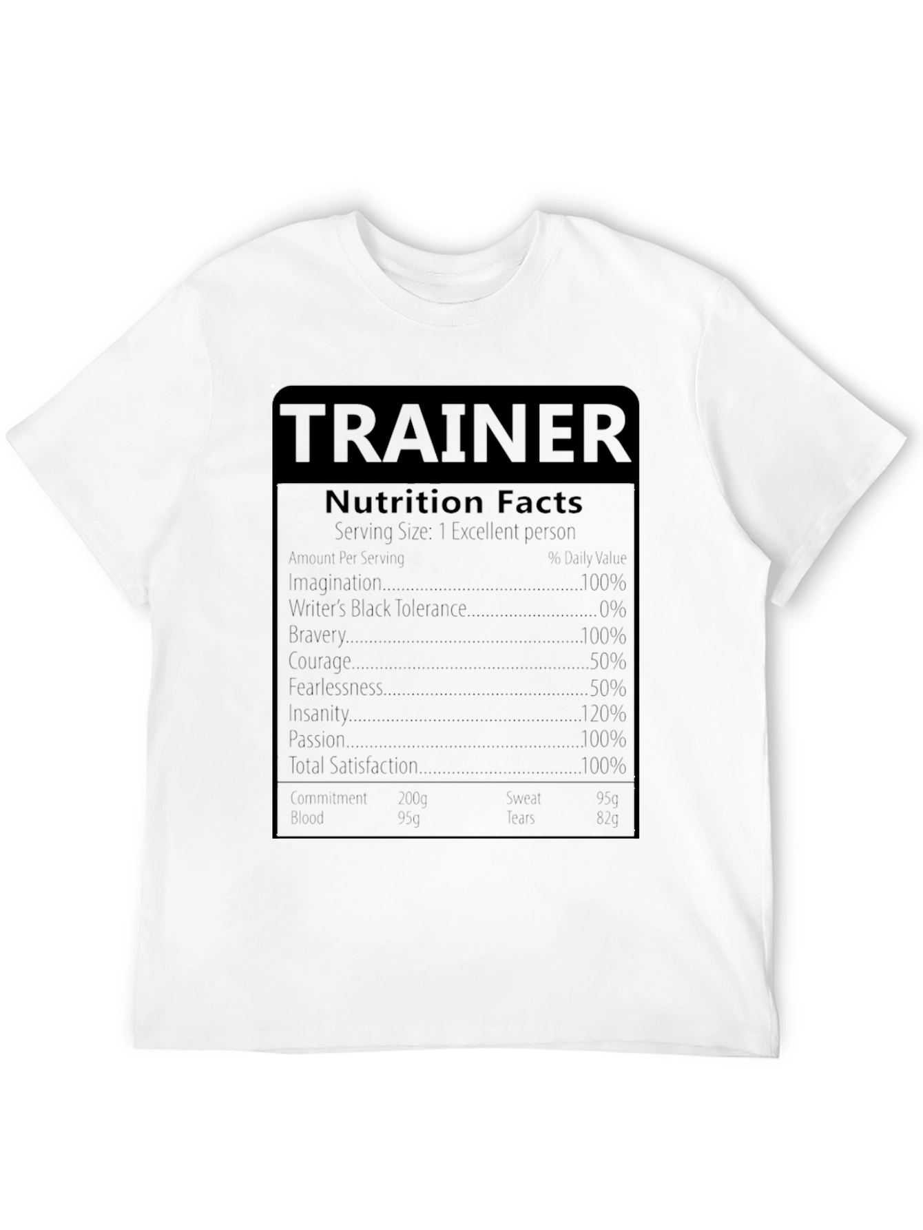 Black Trainer Nutrition Facts Black T-Shirt view 12