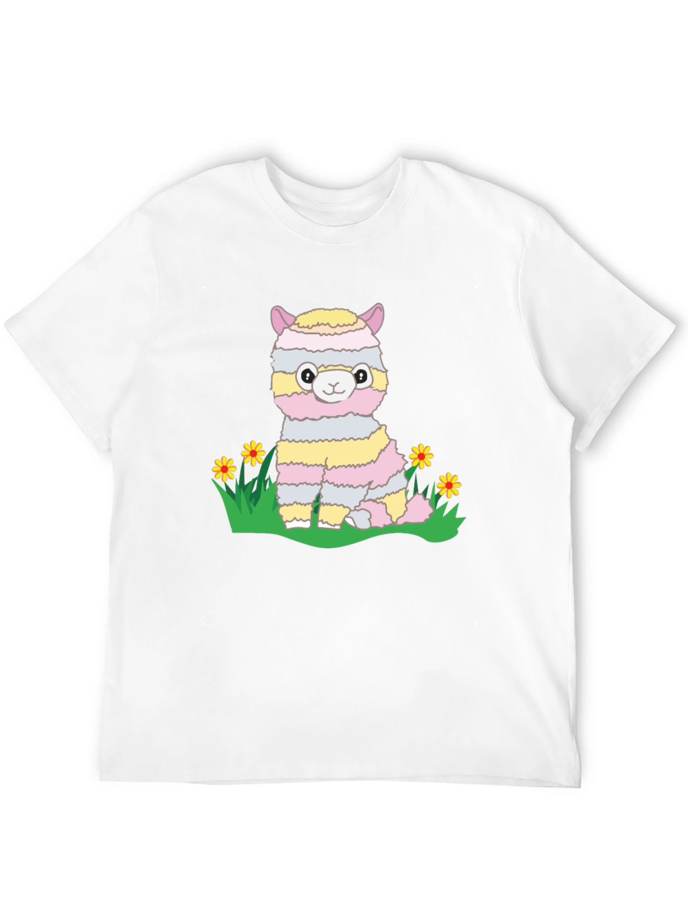 Black Cute Llama T-Shirt - Striped Alpaca Graphic Tee view 12