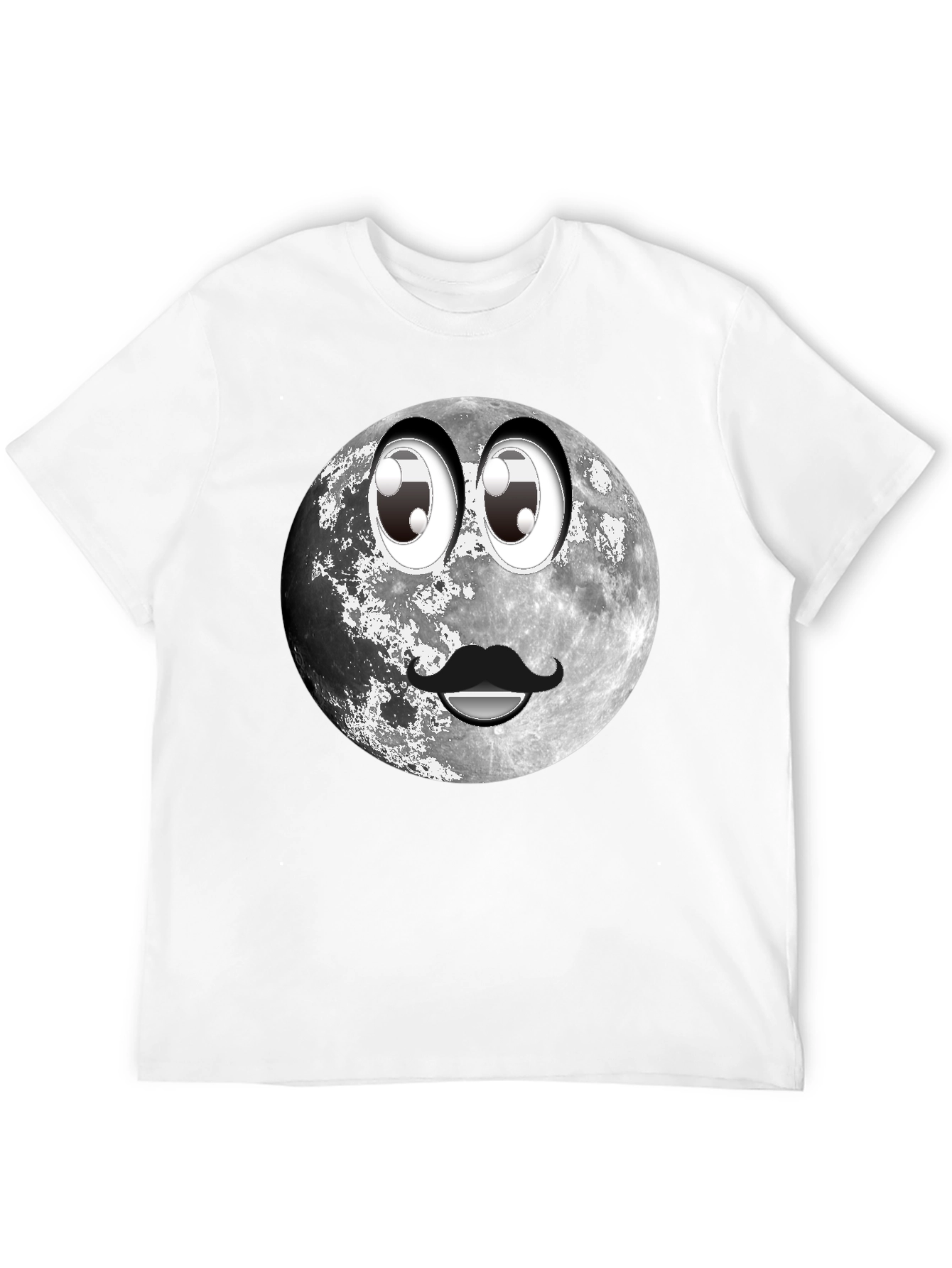 Black Humorous Moon Face Graphic Tee - Black view 12