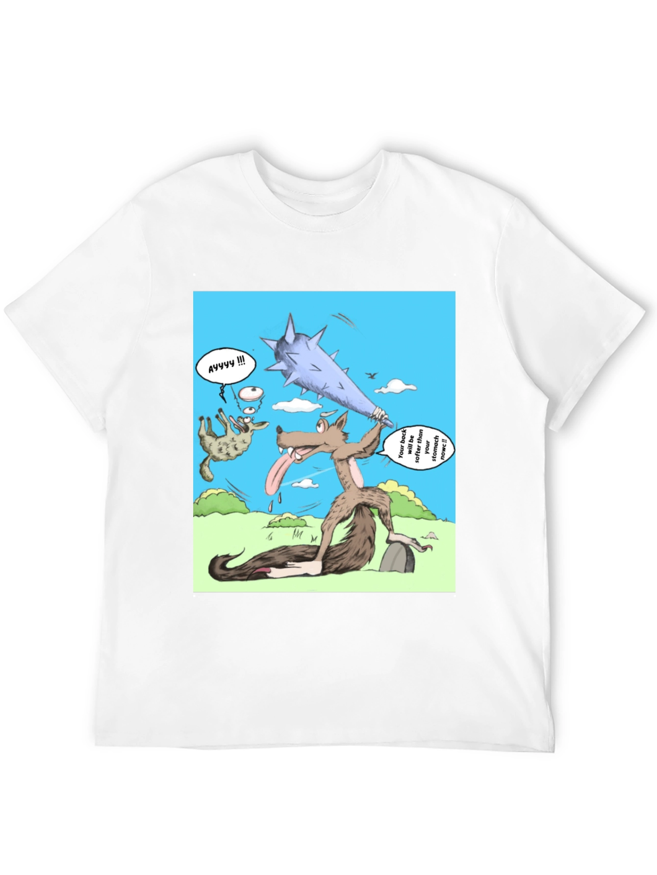 Black Cartoon Wolf T-Shirt view 12