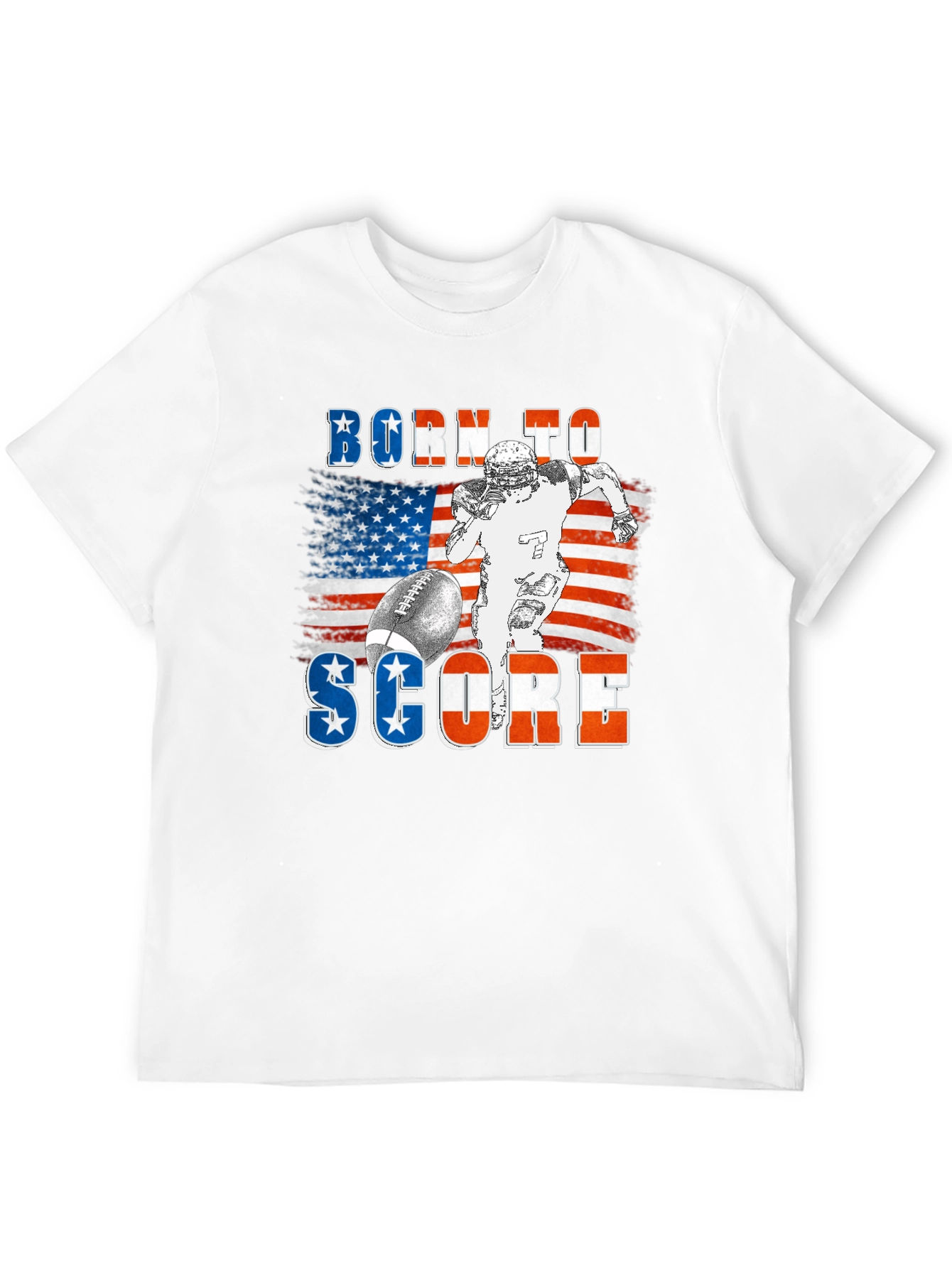 Black Born To Score Football USA Flag T-Shirt view 12