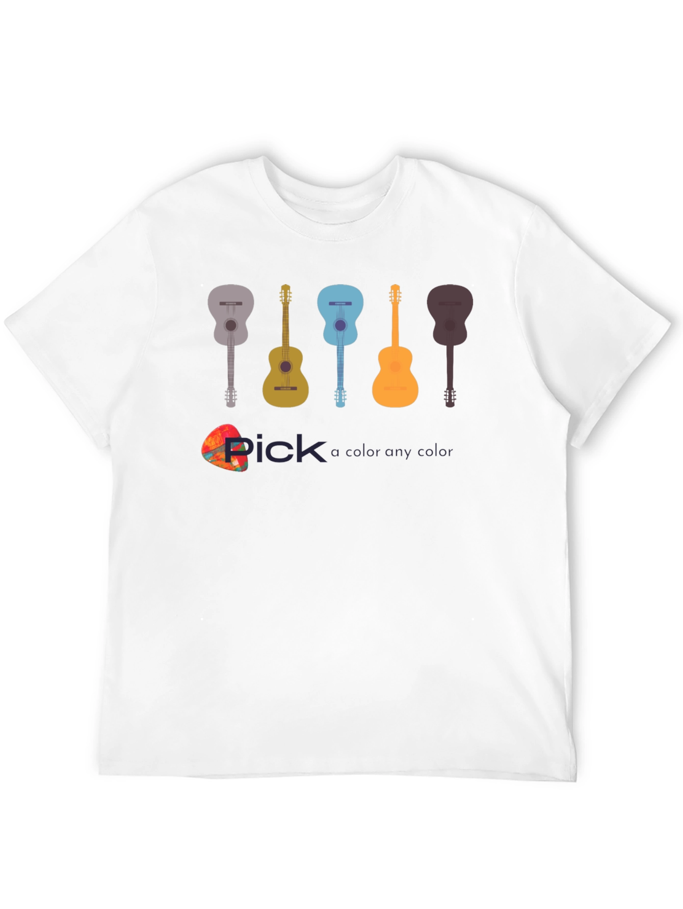 Black Guitar Pick Color T-Shirt - Music Lover Apparel view 12