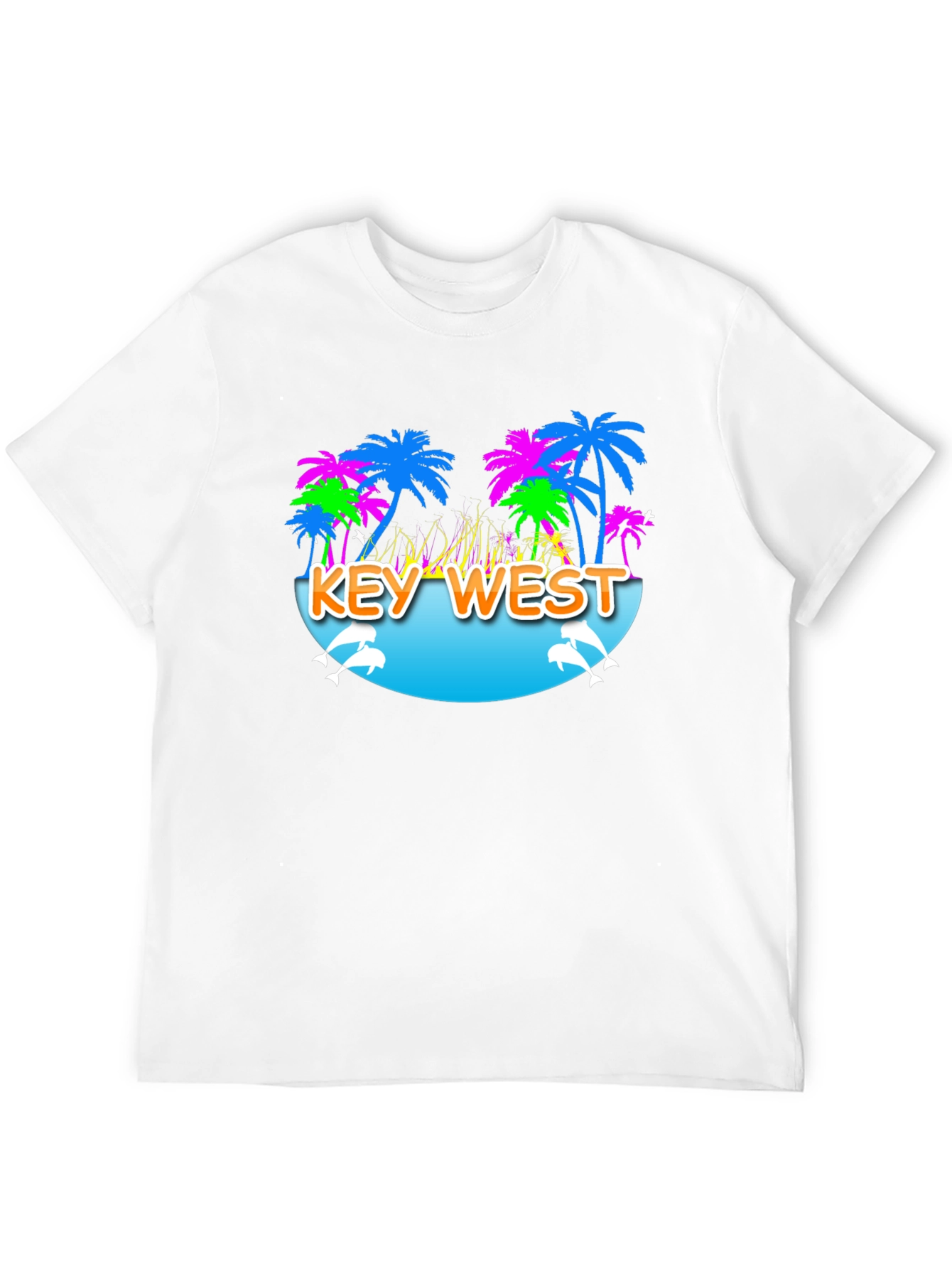 Black Key West Palm Tree Dolphin Graphic Tee view 12