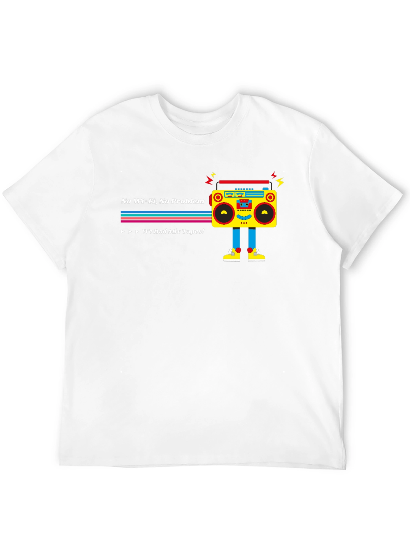 Black Retro Boombox T-Shirt - No Wifi, No Problem! view 12